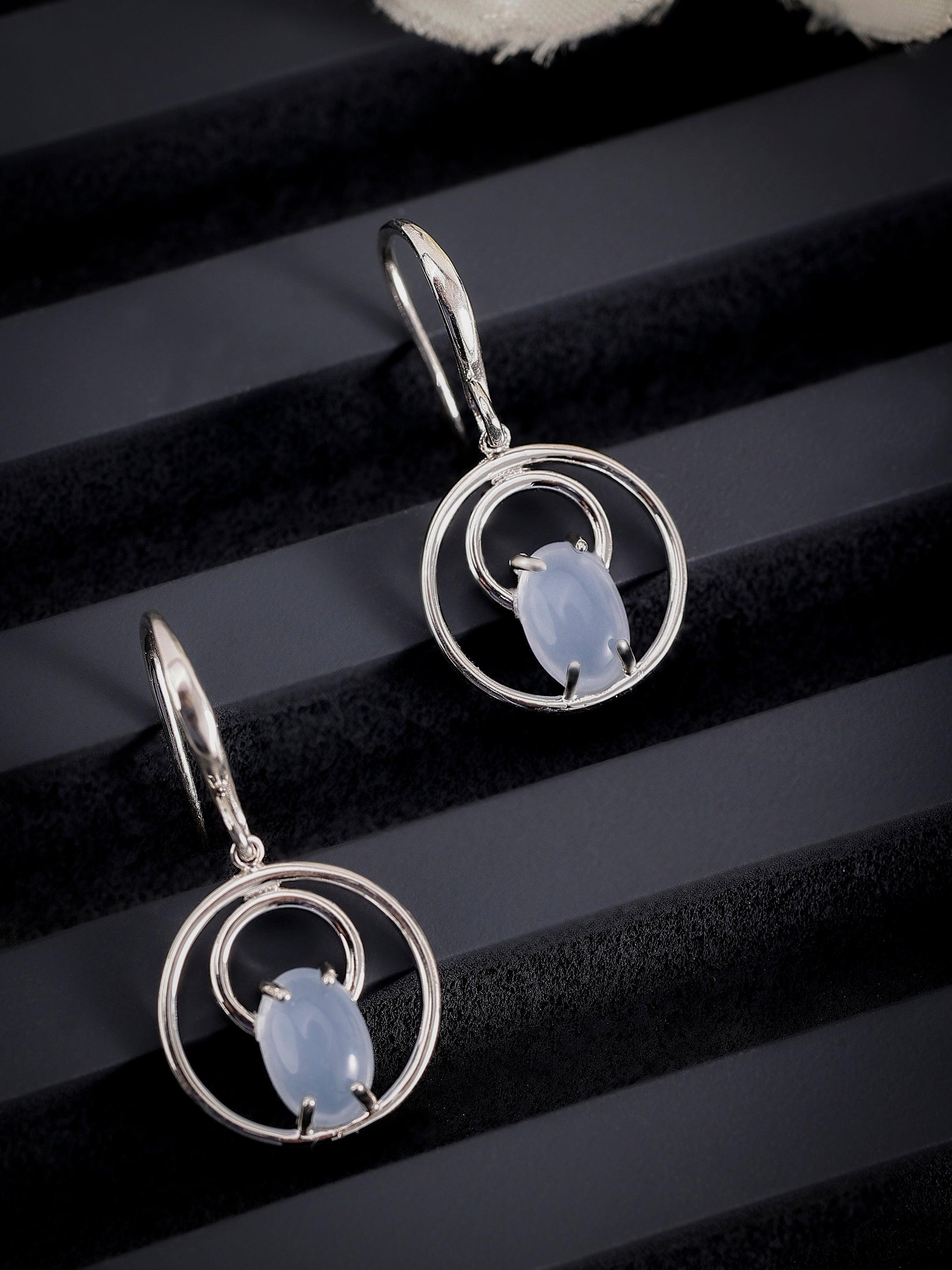 Moonstone Drop Silver Earrings - Diavo Jewels