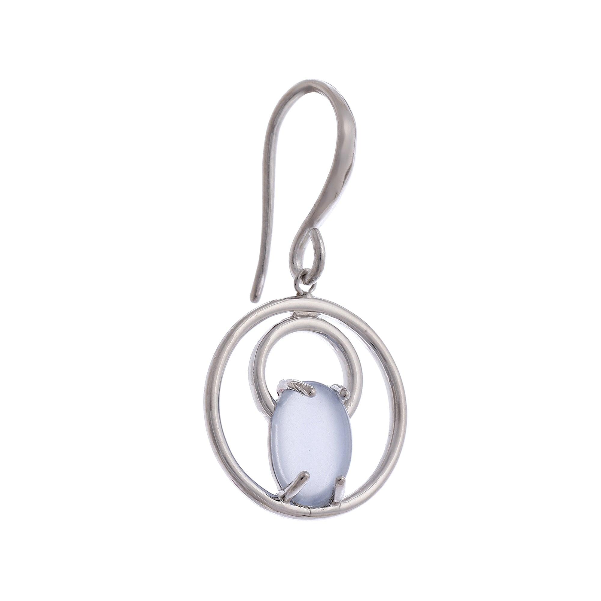 Moonstone Drop Silver Earrings - Diavo Jewels