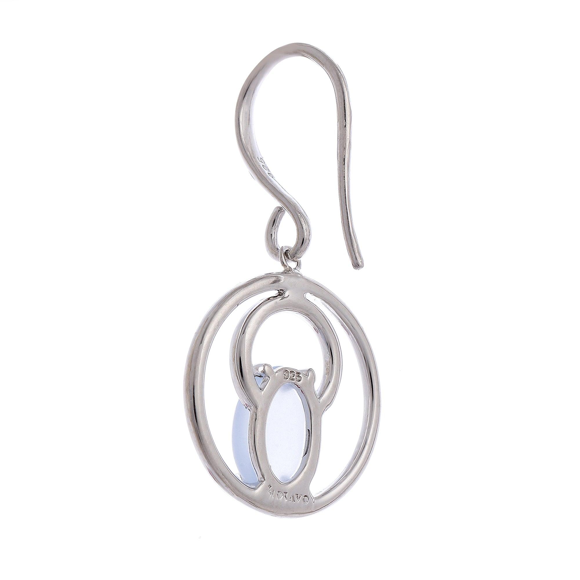 Moonstone Drop Silver Earrings - Diavo Jewels