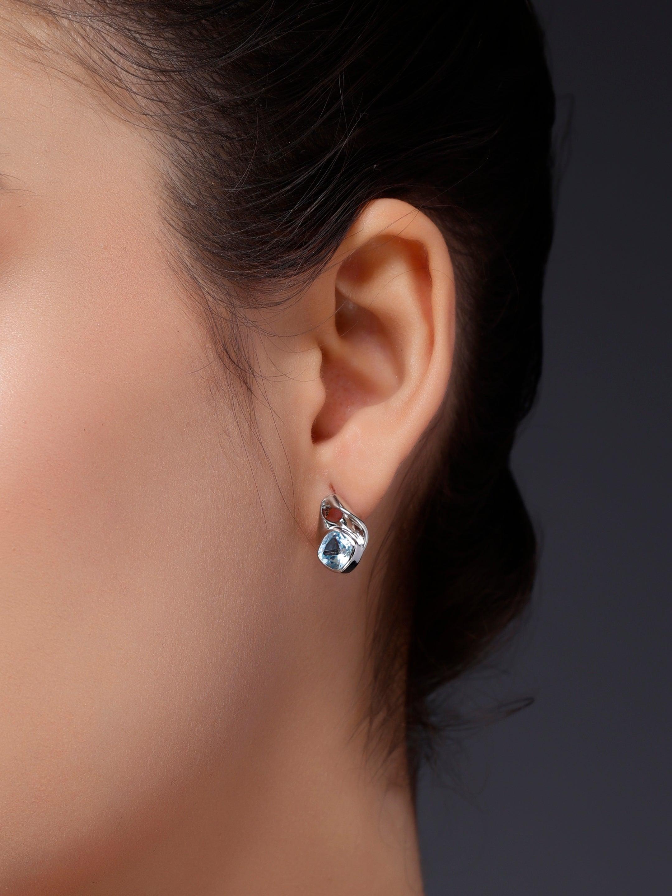 Sky Blue Topaz Chic Silver Earrings - Diavo Jewels