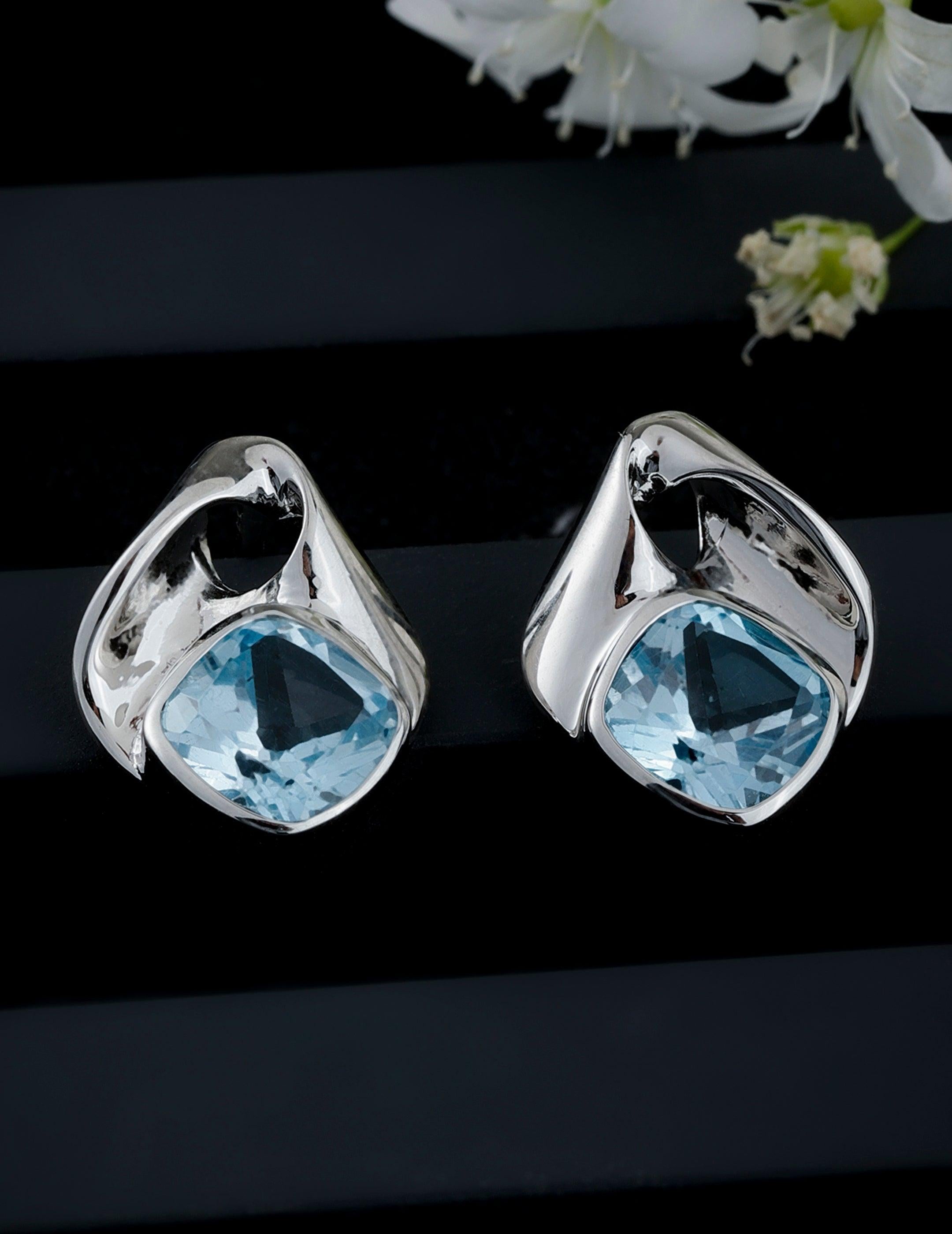 Sky Blue Topaz Chic Silver Earrings - Diavo Jewels