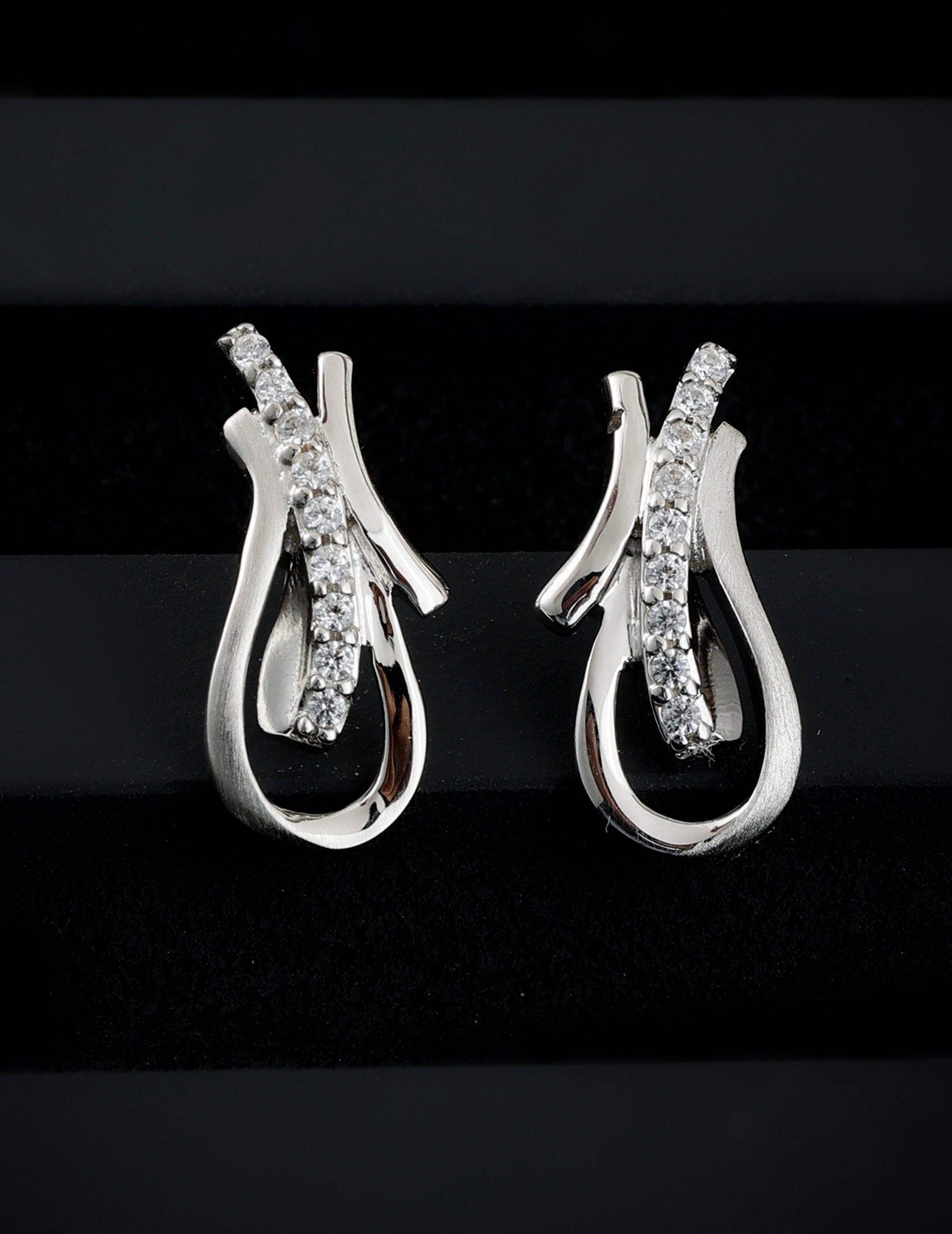 Czara Paisley Rhodium Plated Silver Earrings - Diavo Jewels