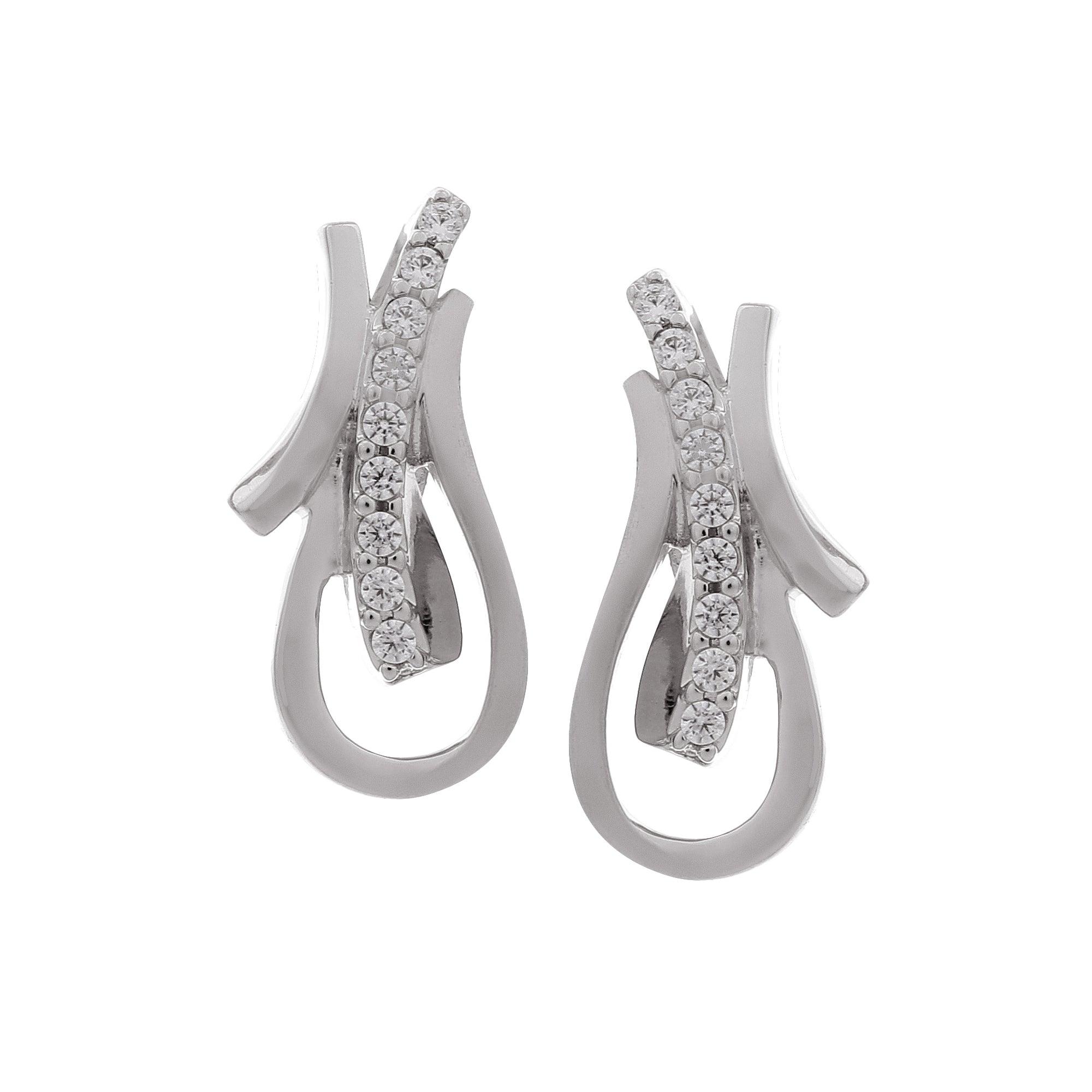 Czara Paisley Rhodium Plated Silver Earrings - Diavo Jewels