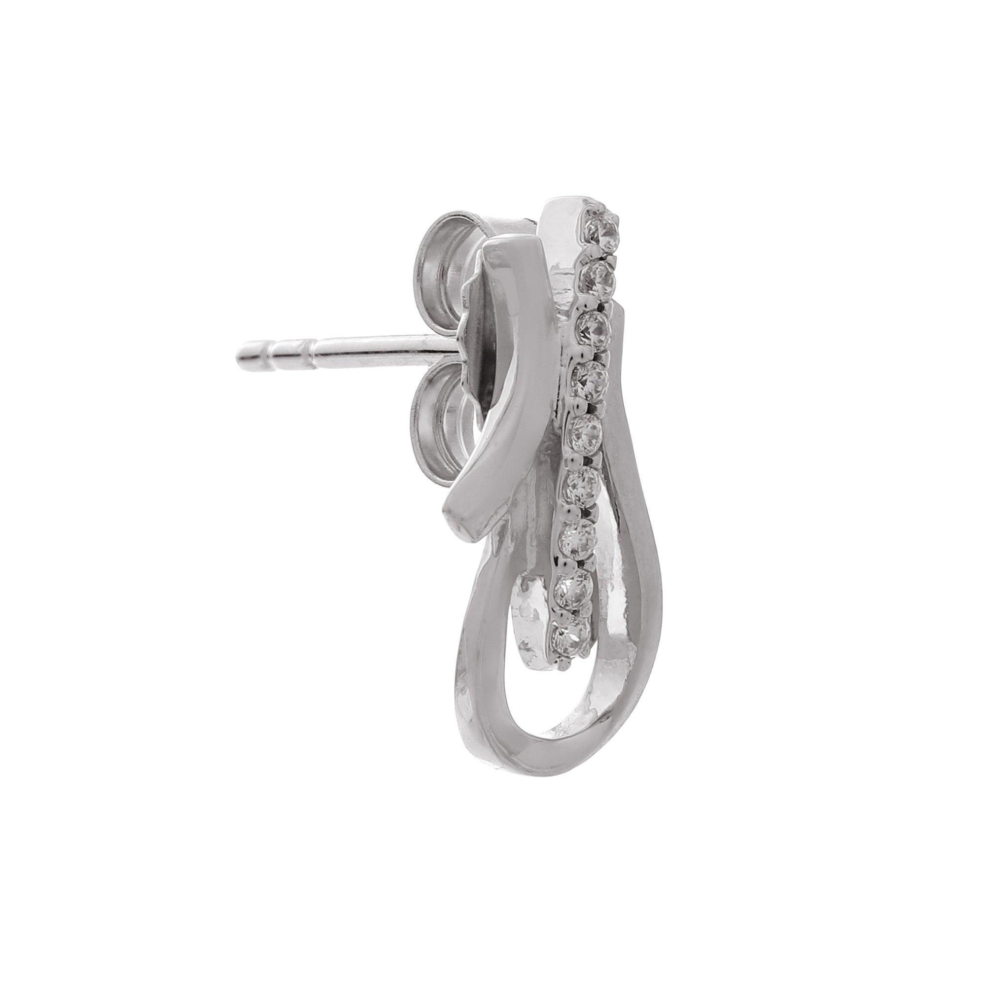 Czara Paisley Rhodium Plated Silver Earrings - Diavo Jewels