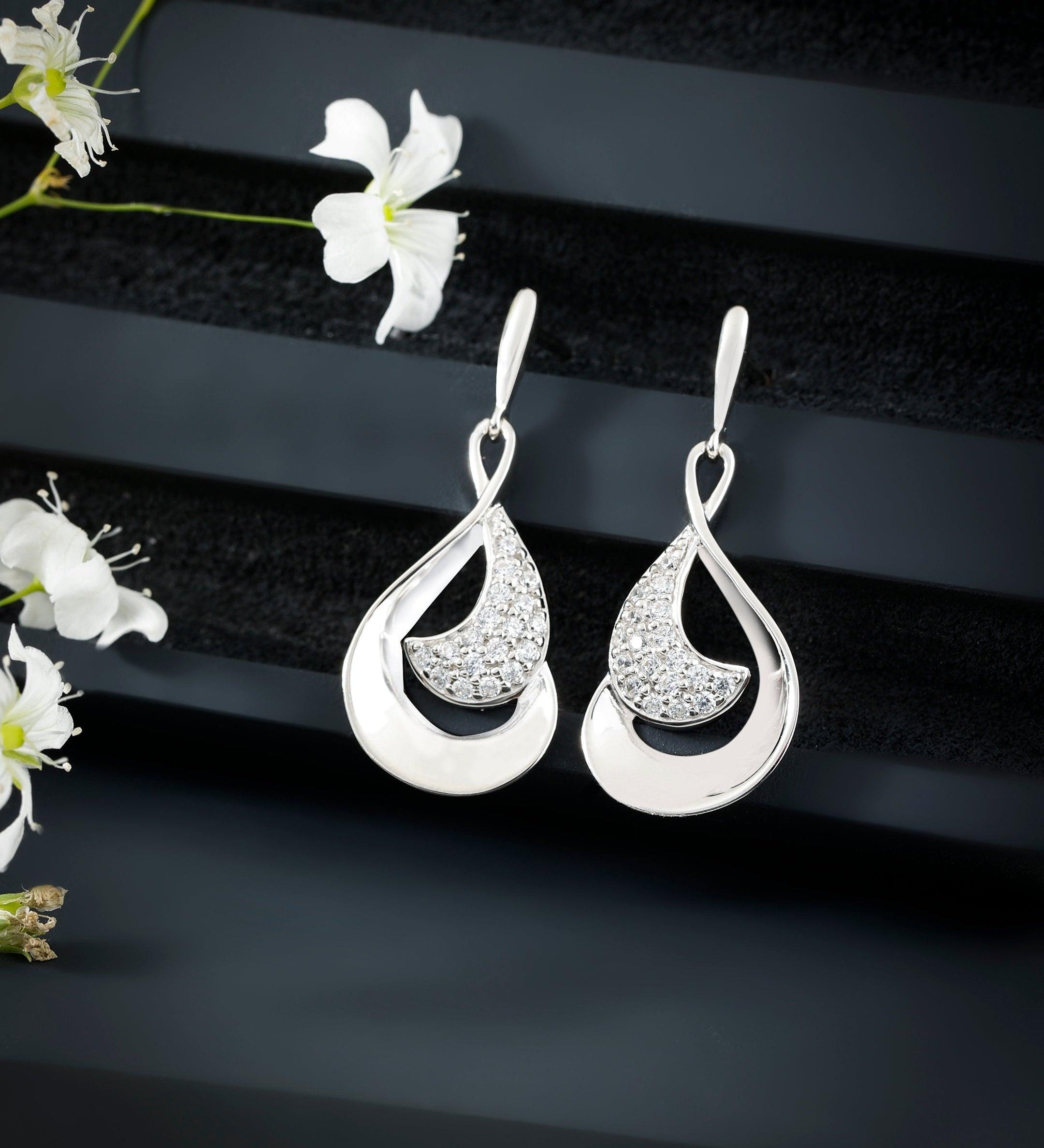 Celestial Drop Silver Earrings - Diavo Jewels