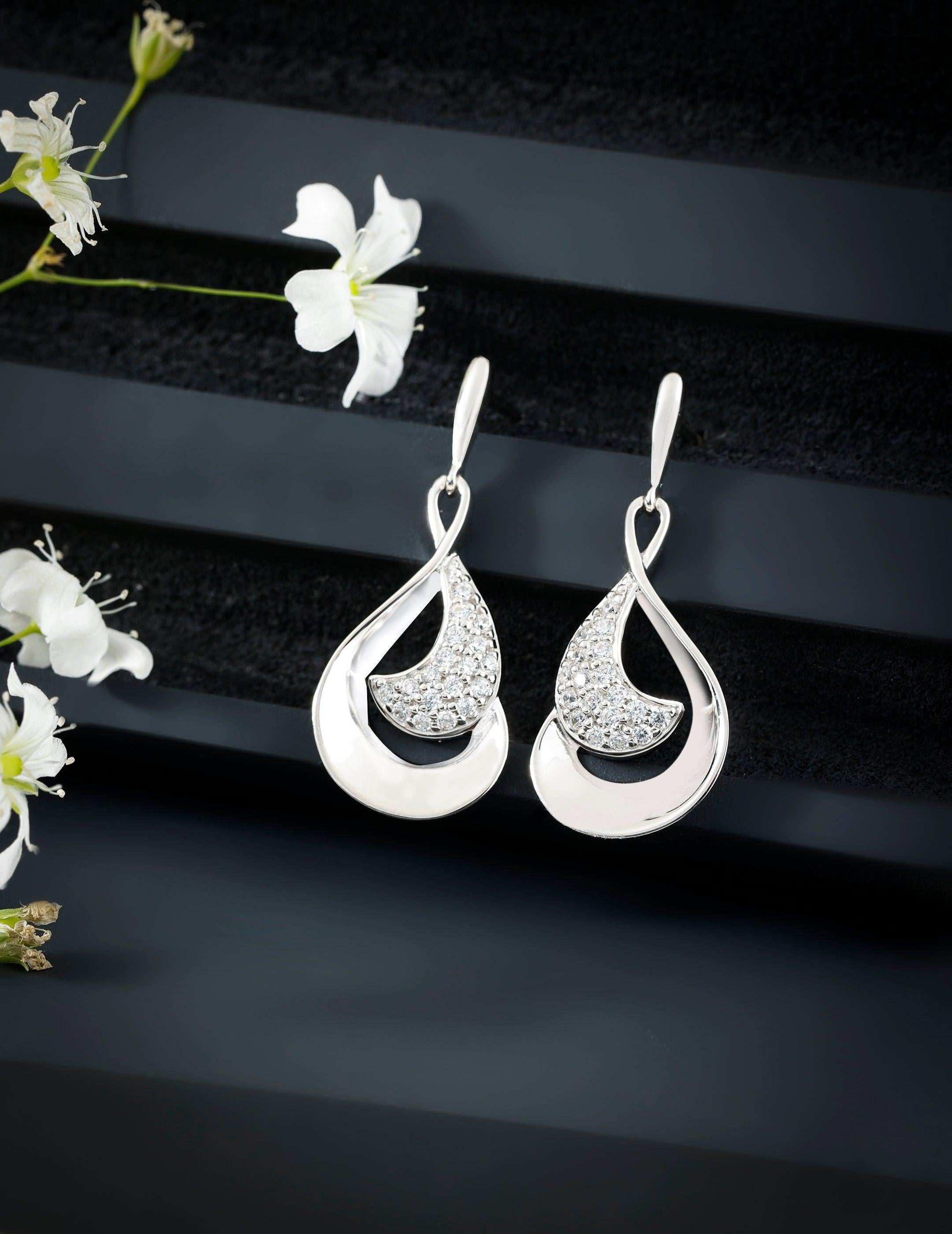 Celestial Drop Silver Earrings - Diavo Jewels