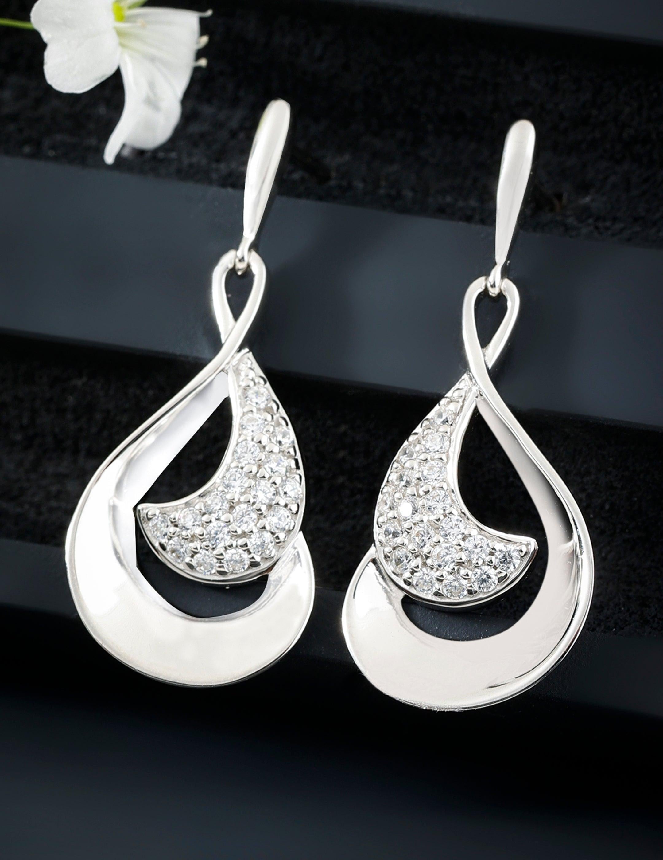 Celestial Drop Silver Earrings - Diavo Jewels