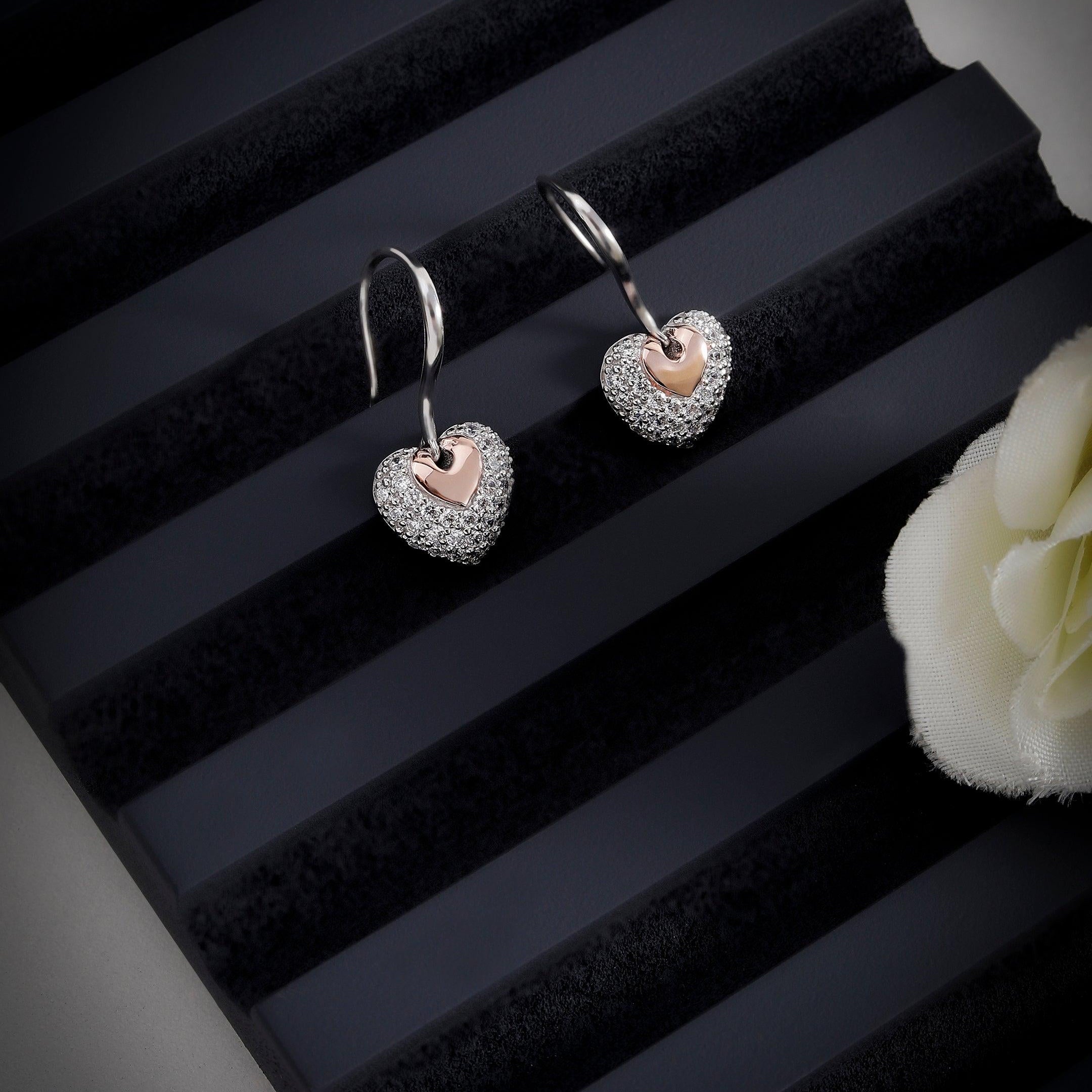 Heart Hook Silver Earrings - Diavo Jewels