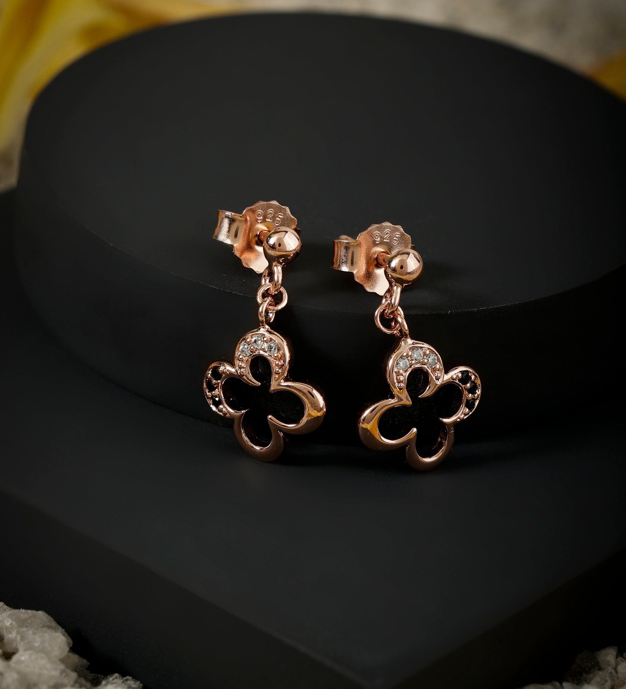 Zirconia Floral Silver Earrings - Diavo Jewels