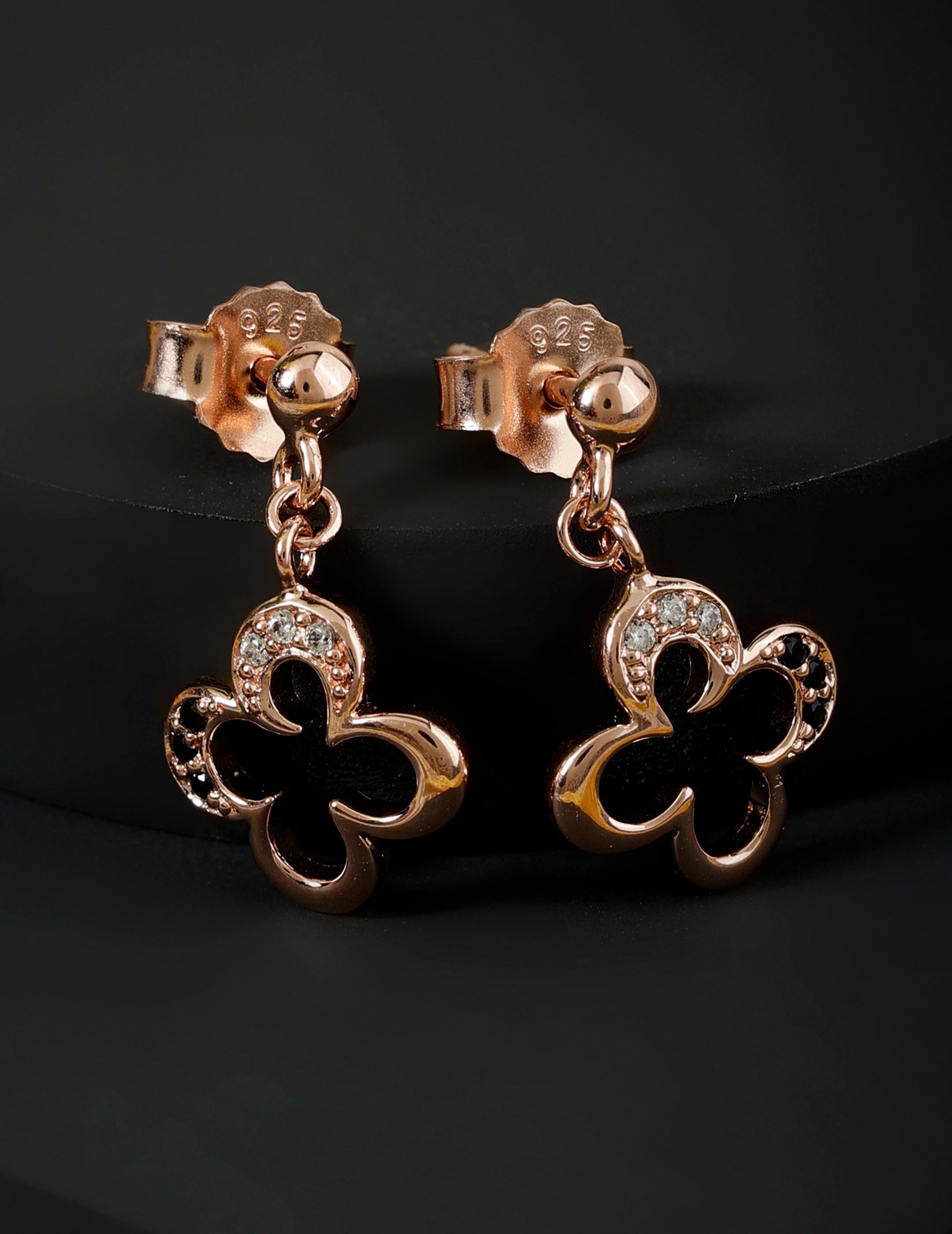 Zirconia Floral Silver Earrings - Diavo Jewels