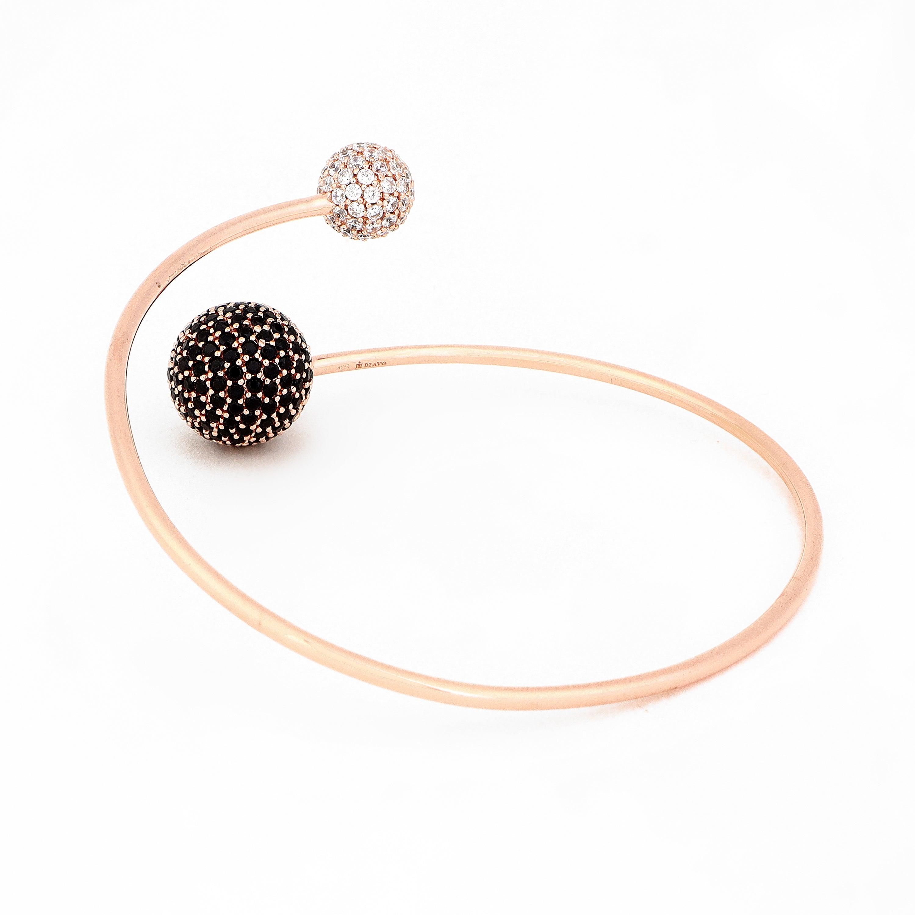 Eclipse CZ Cluster Silver Bangle - Diavo Jewels