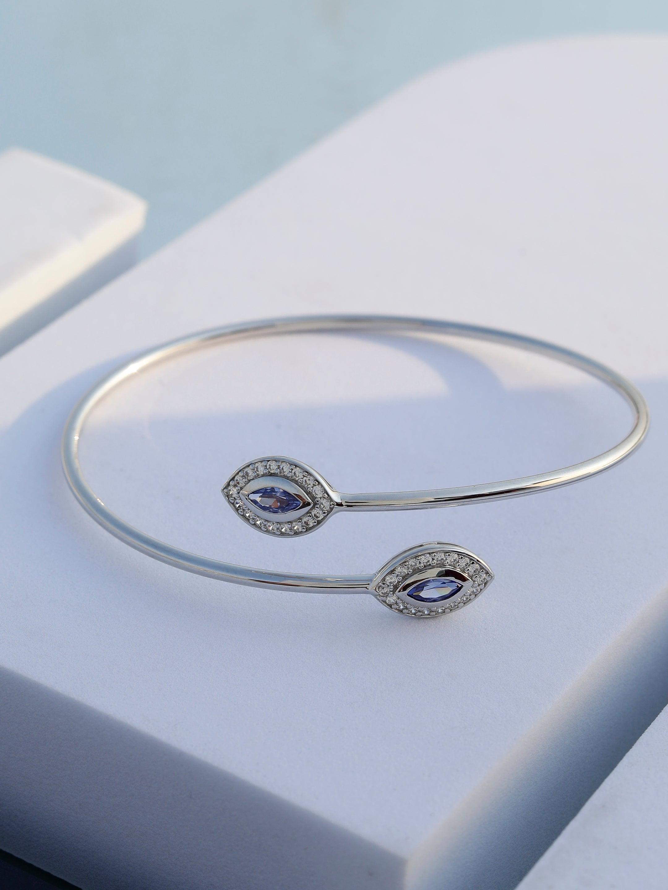 Tanzanite Gaze Silver Bangle - Diavo Jewels