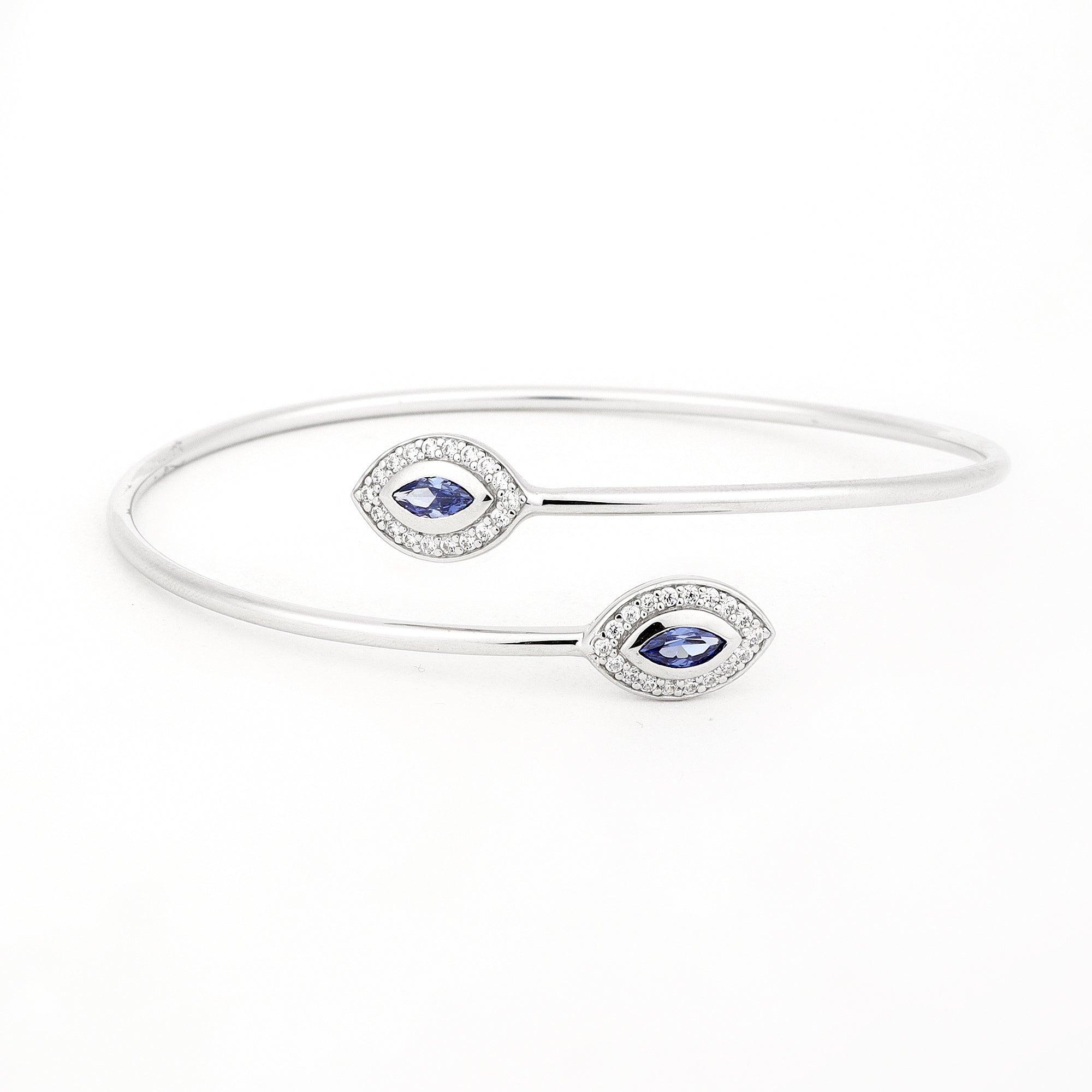 Tanzanite Gaze Silver Bangle - Diavo Jewels