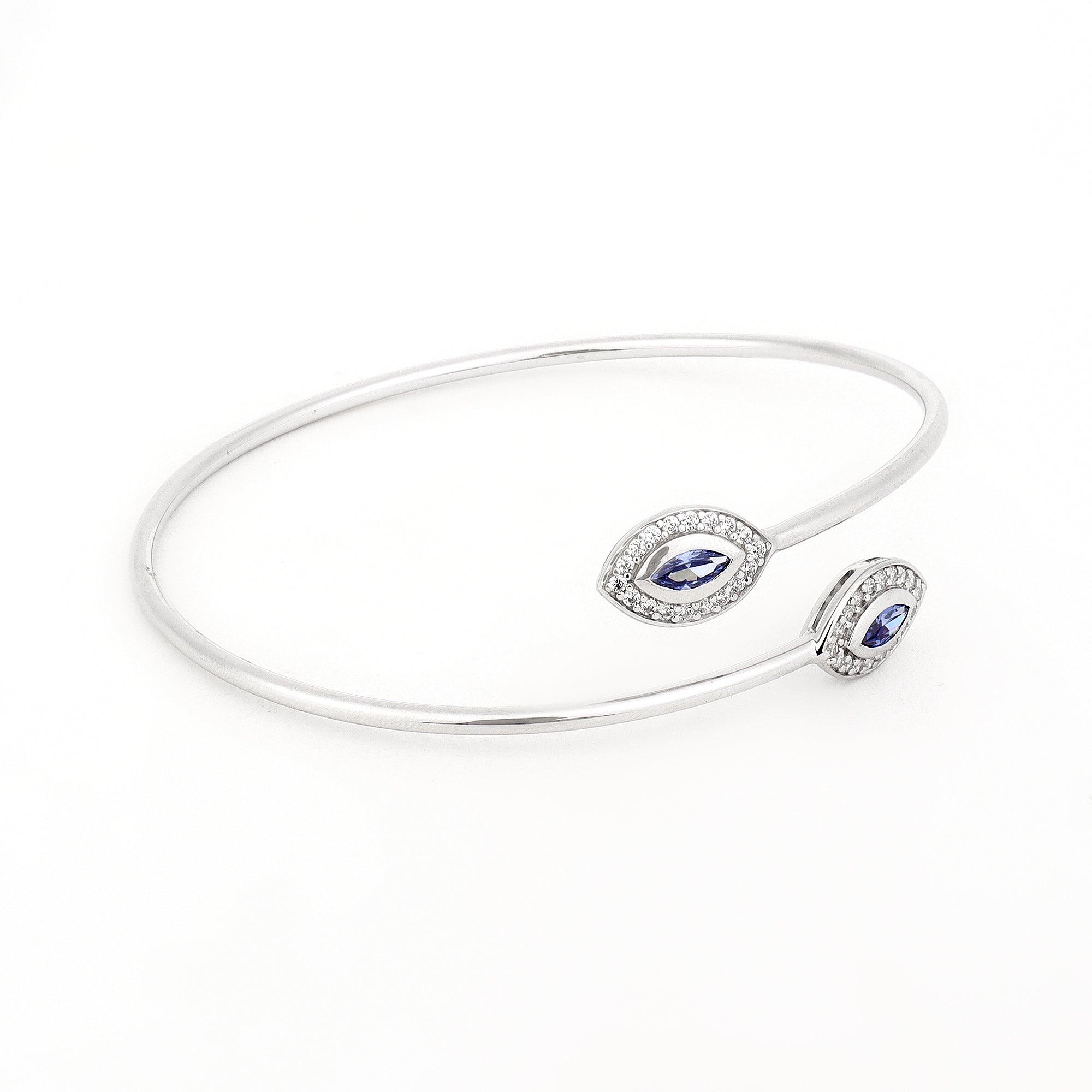 Tanzanite Gaze Silver Bangle - Diavo Jewels