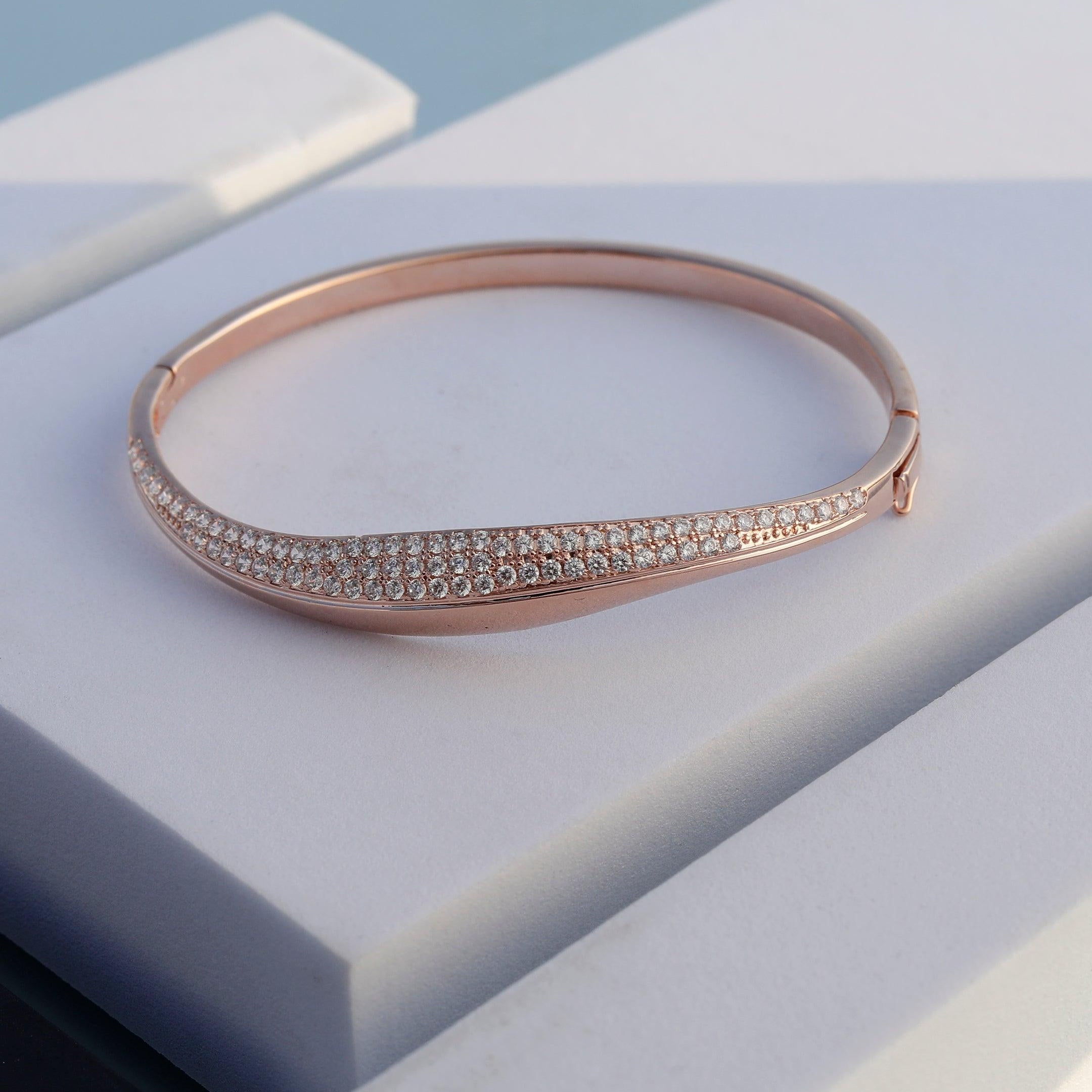 Dazzling Zircon Silver Bangle - Diavo Jewels