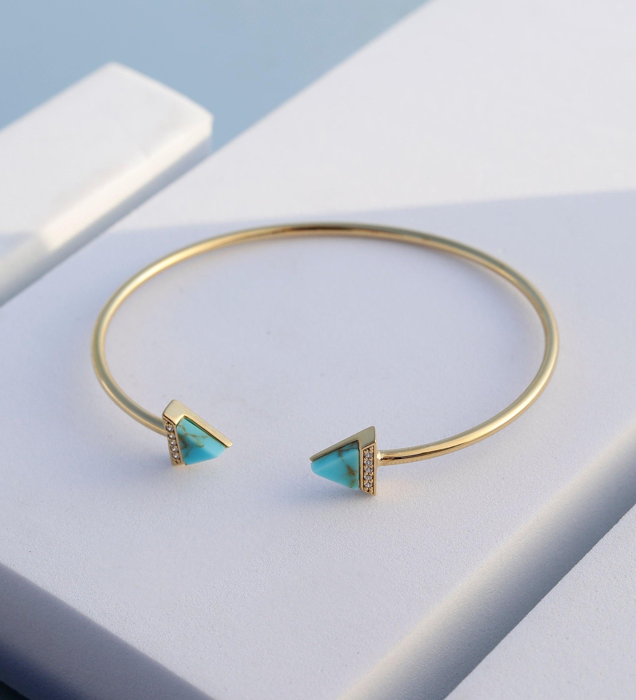 Turquoise Tranquility Gold Plated Bangle - Diavo Jewels