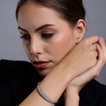 Dazzling Tiered CZ Silver Bangle - Diavo Jewels