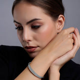 Dazzling Tiered CZ Silver Bangle - Diavo Jewels