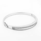 Dazzling Tiered CZ Silver Bangle - Diavo Jewels