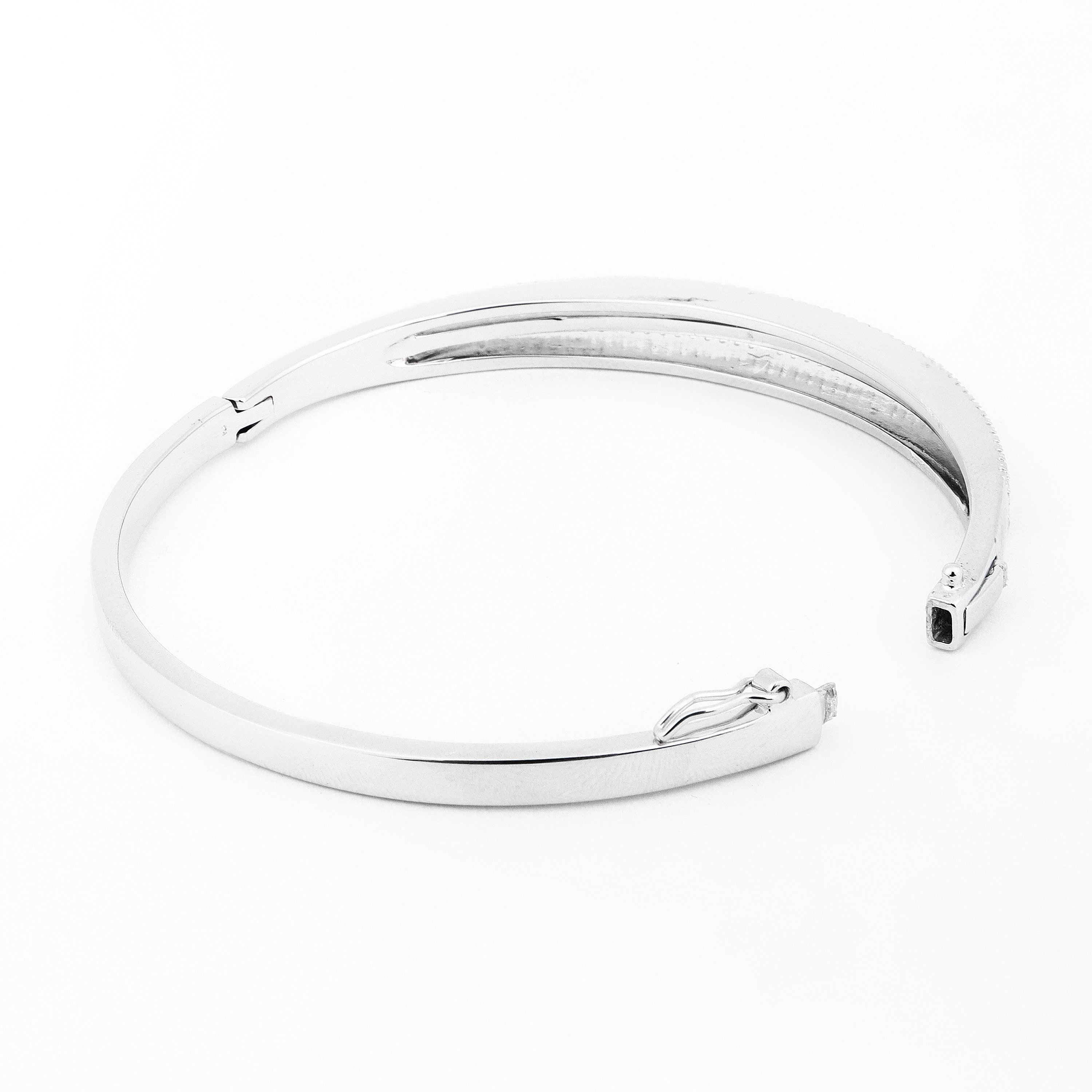 Dazzling Tiered CZ Silver Bangle - Diavo Jewels