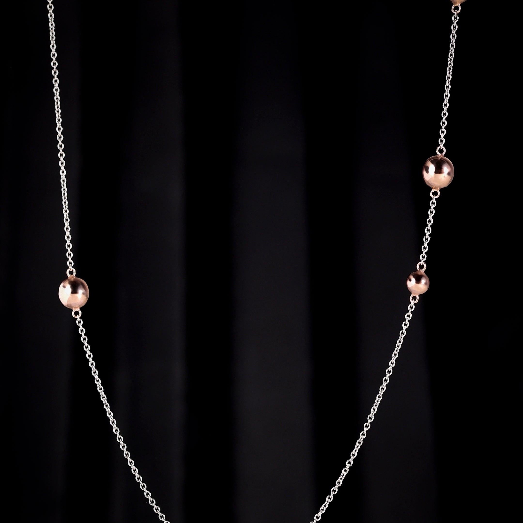 Graceful Beaded Silver Necklace - Diavo Jewels