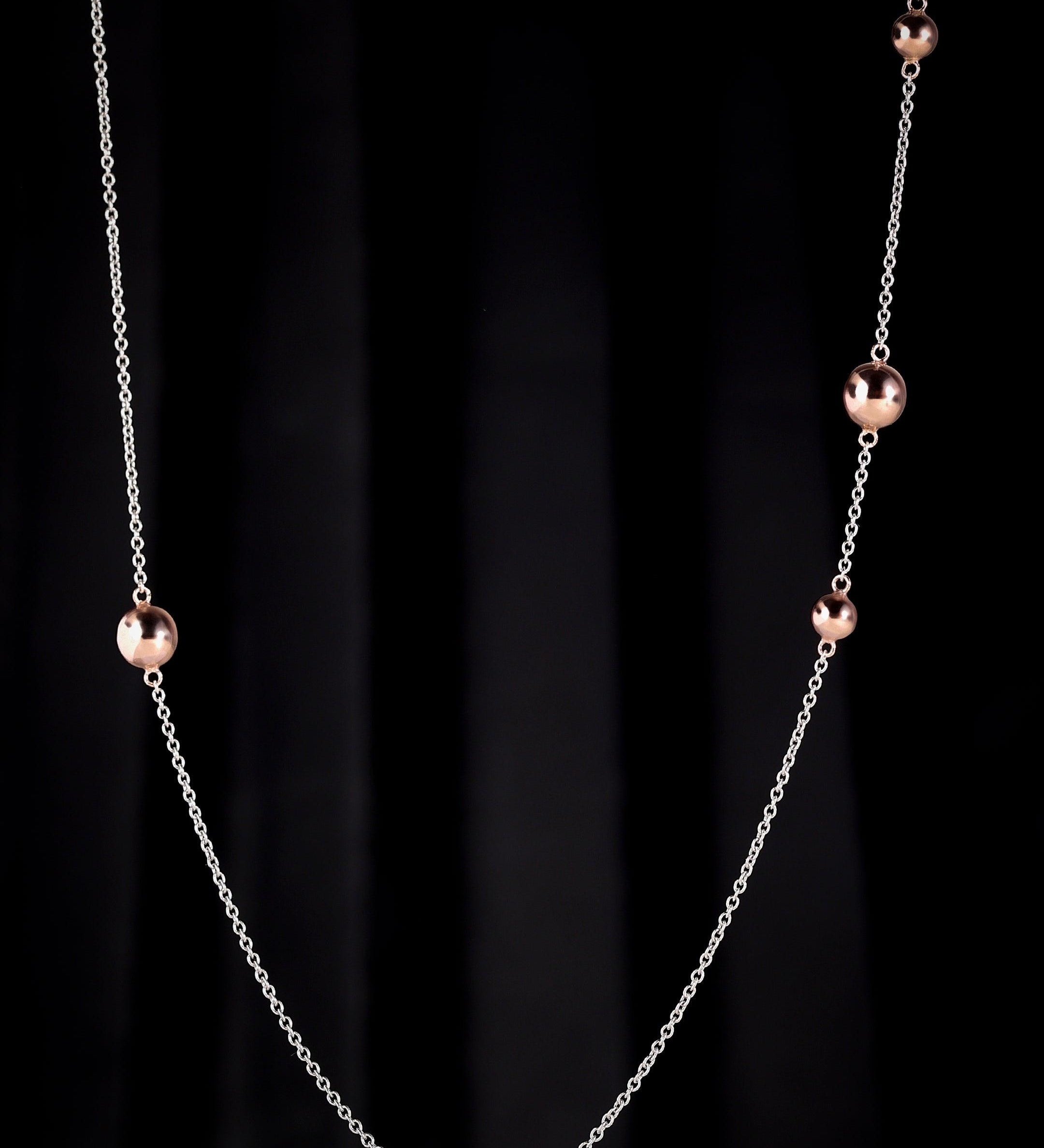 Graceful Beaded Silver Necklace - Diavo Jewels