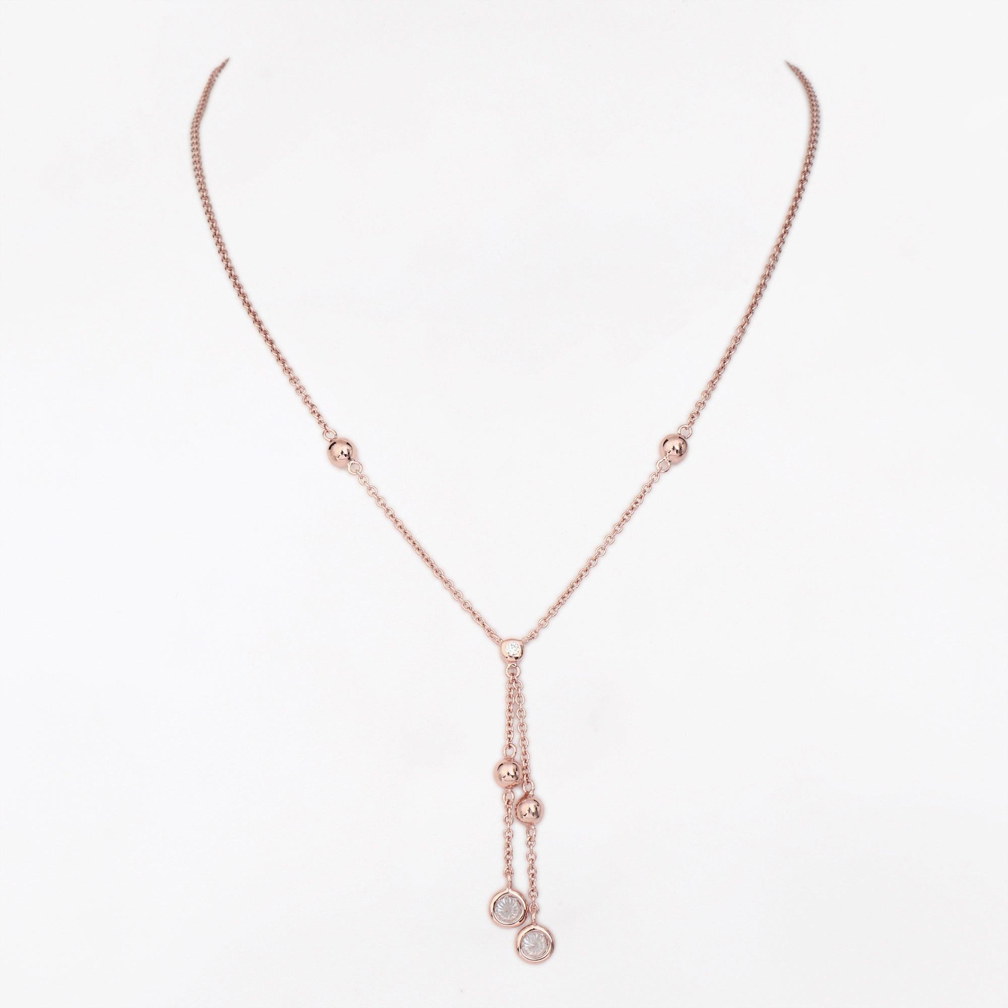 Rosy Circle Cascade Silver Necklace - Diavo Jewels