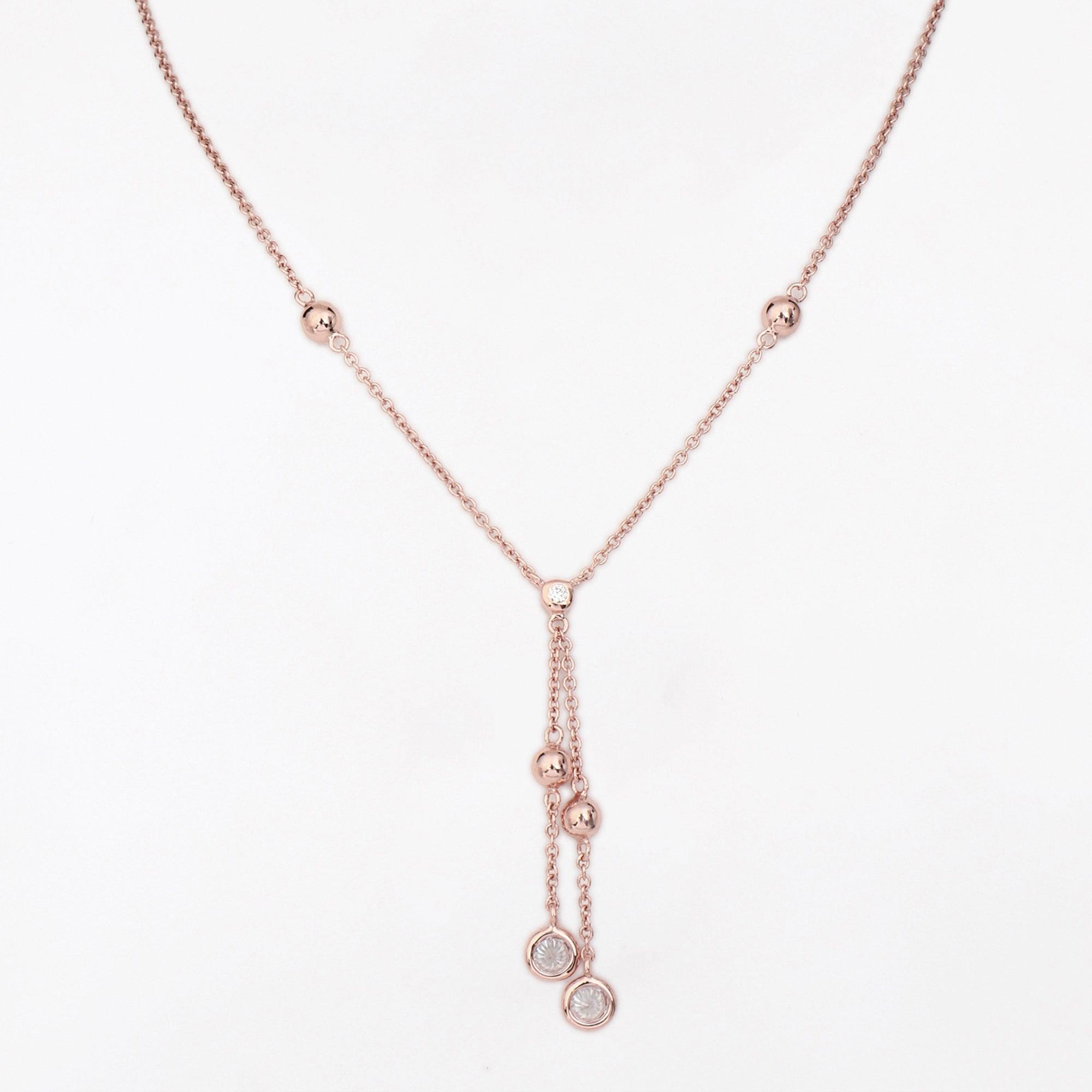 Rosy Circle Cascade Silver Necklace - Diavo Jewels