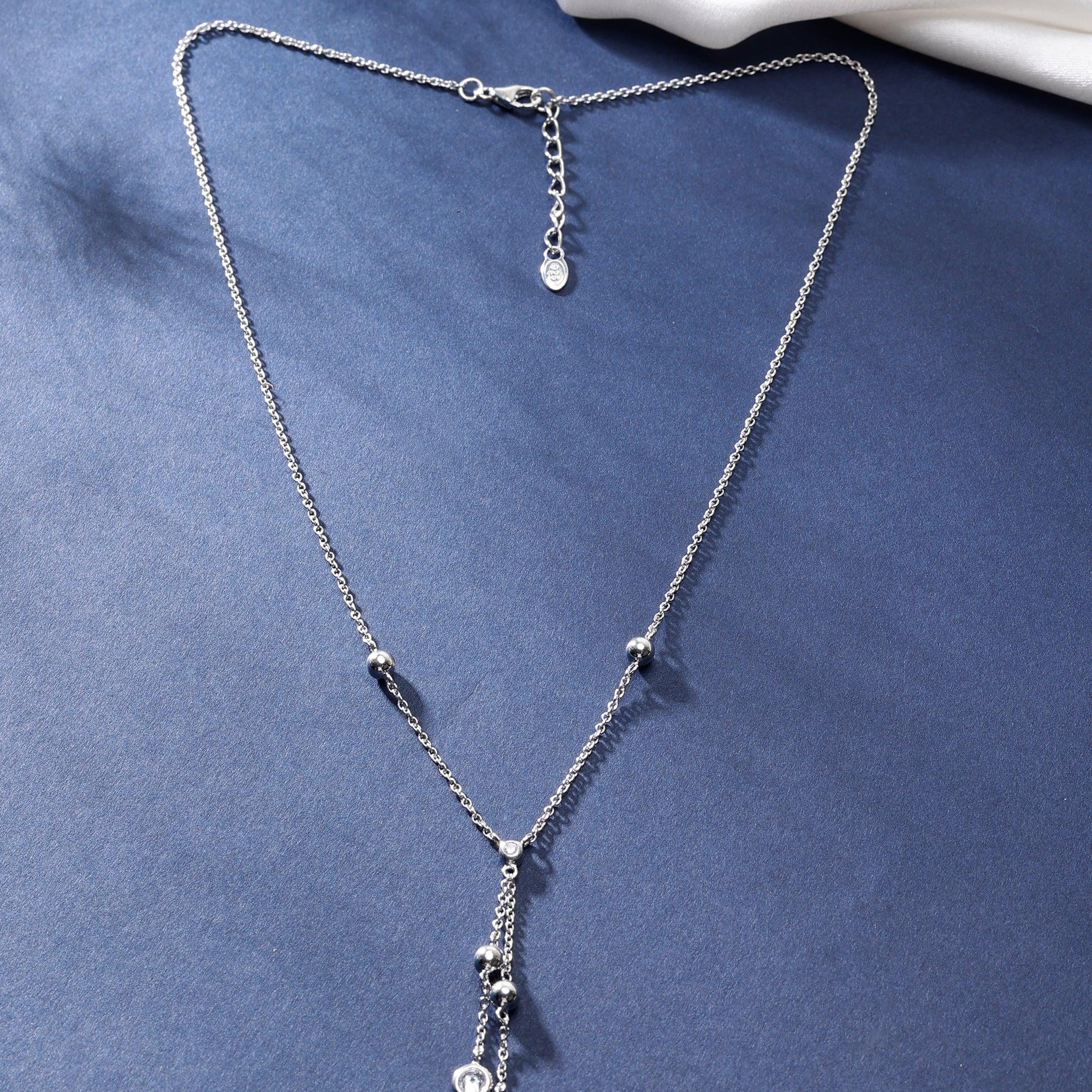 Dual Layered Rhodium Plated Silver Necklace - Diavo Jewels