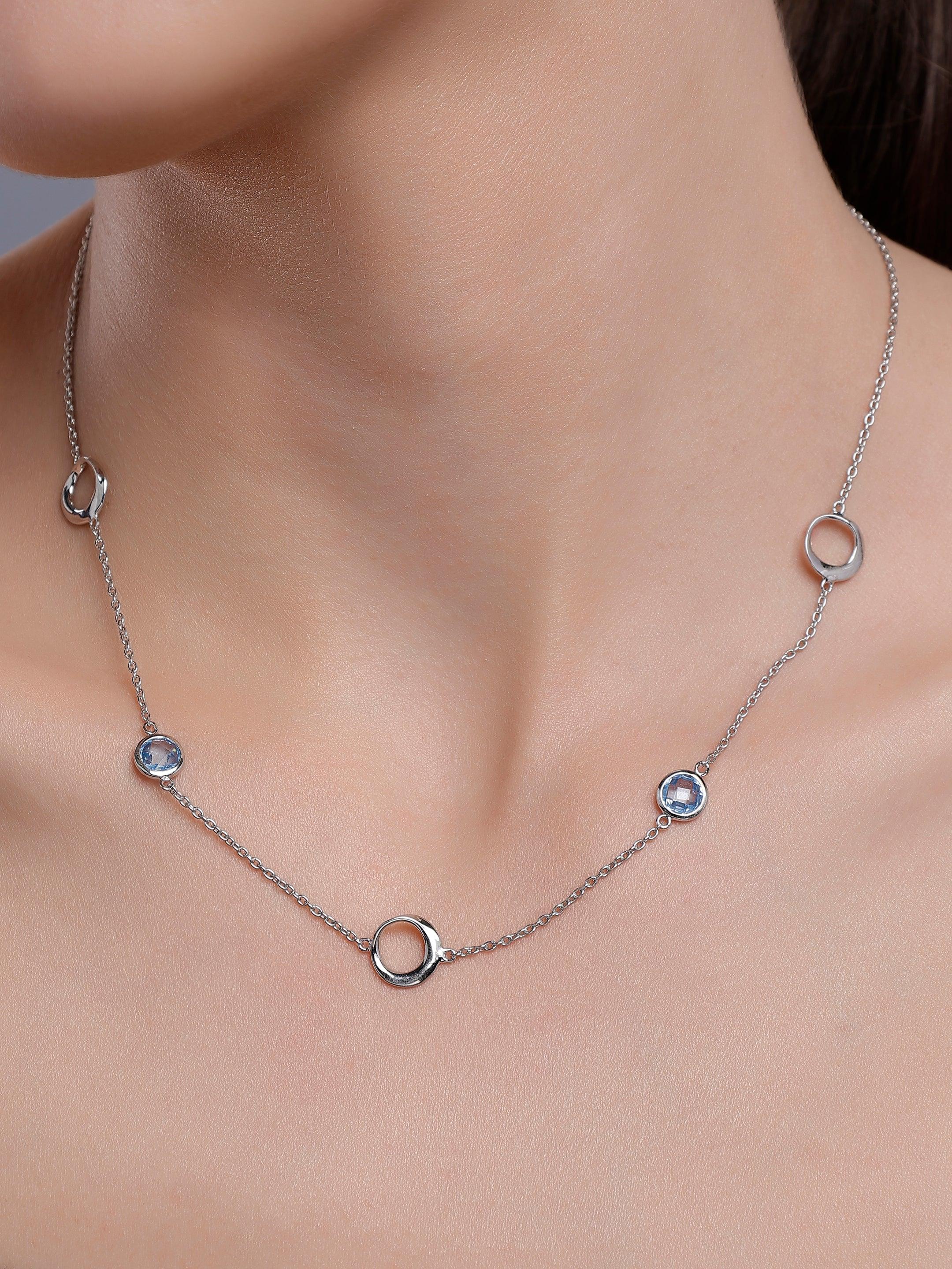 Ethereal Lagoon Silver Necklace - Diavo Jewels