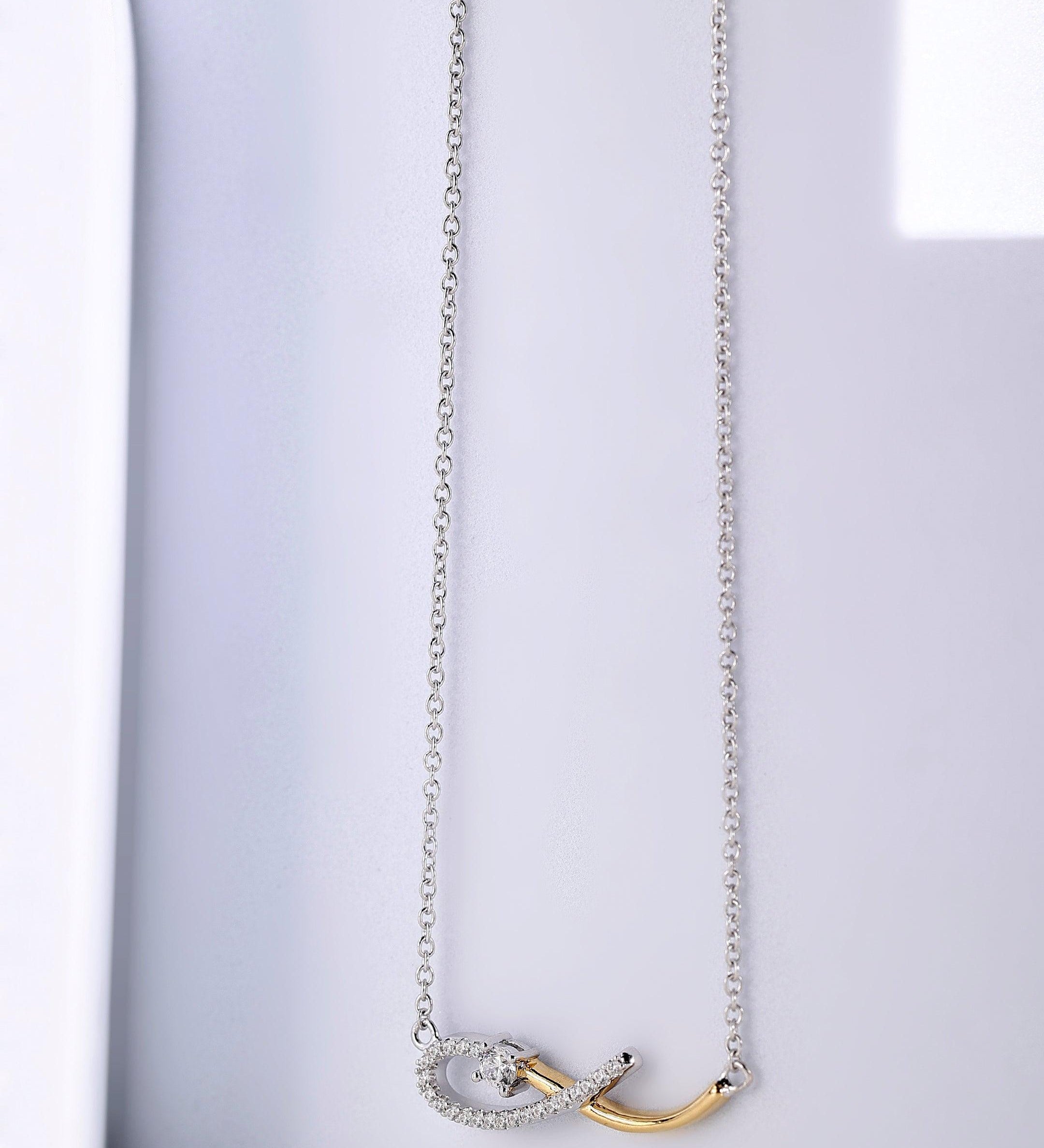 Dual Tone Wave Silver Necklace - Diavo Jewels