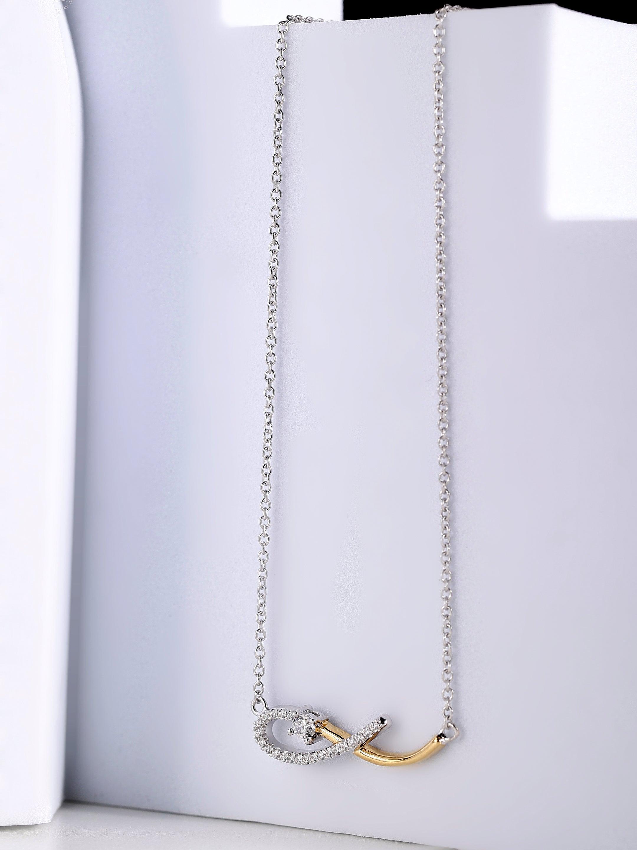 Dual Tone Wave Silver Necklace - Diavo Jewels