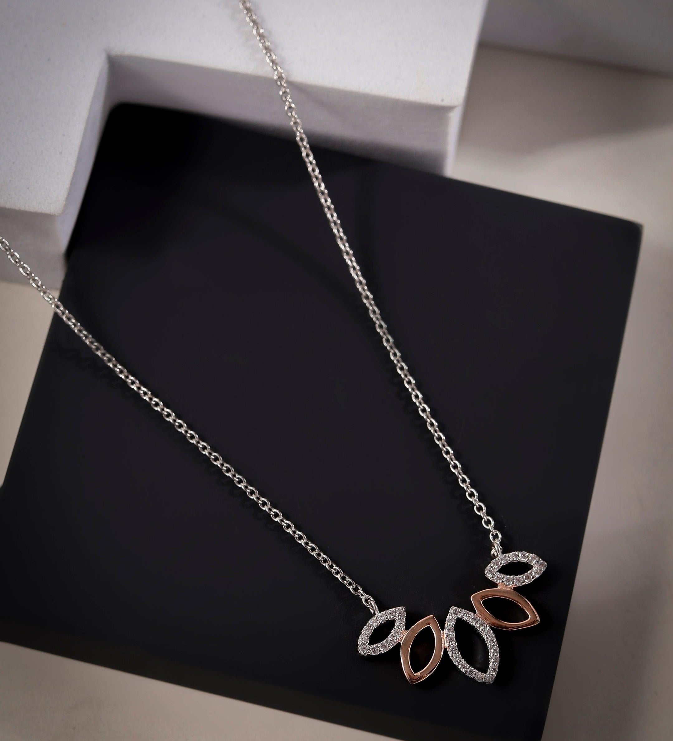 Dazzling Quintet CZ Silver Necklace - Diavo Jewels