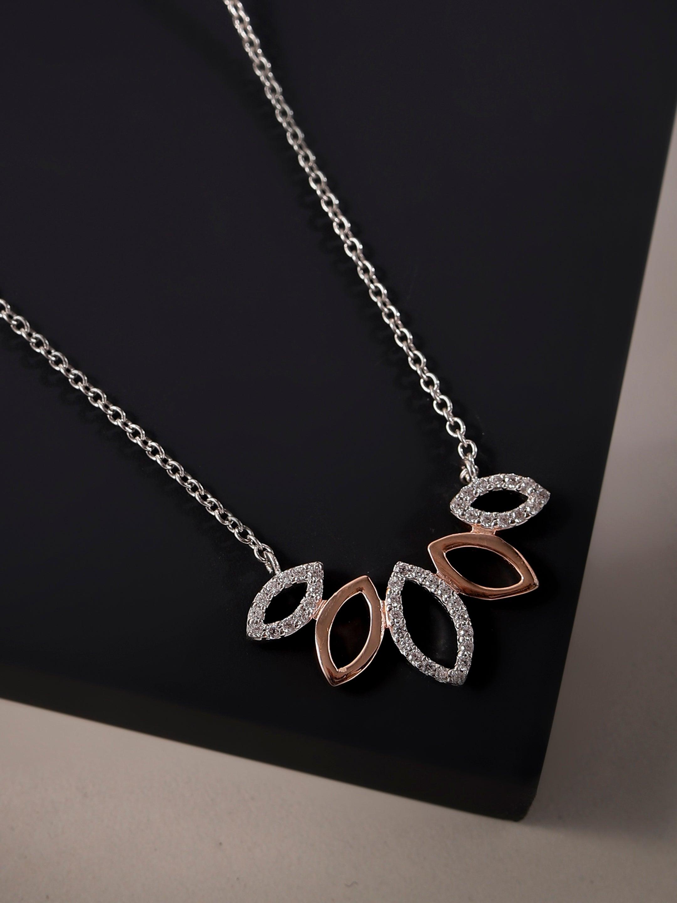 Dazzling Quintet CZ Silver Necklace - Diavo Jewels