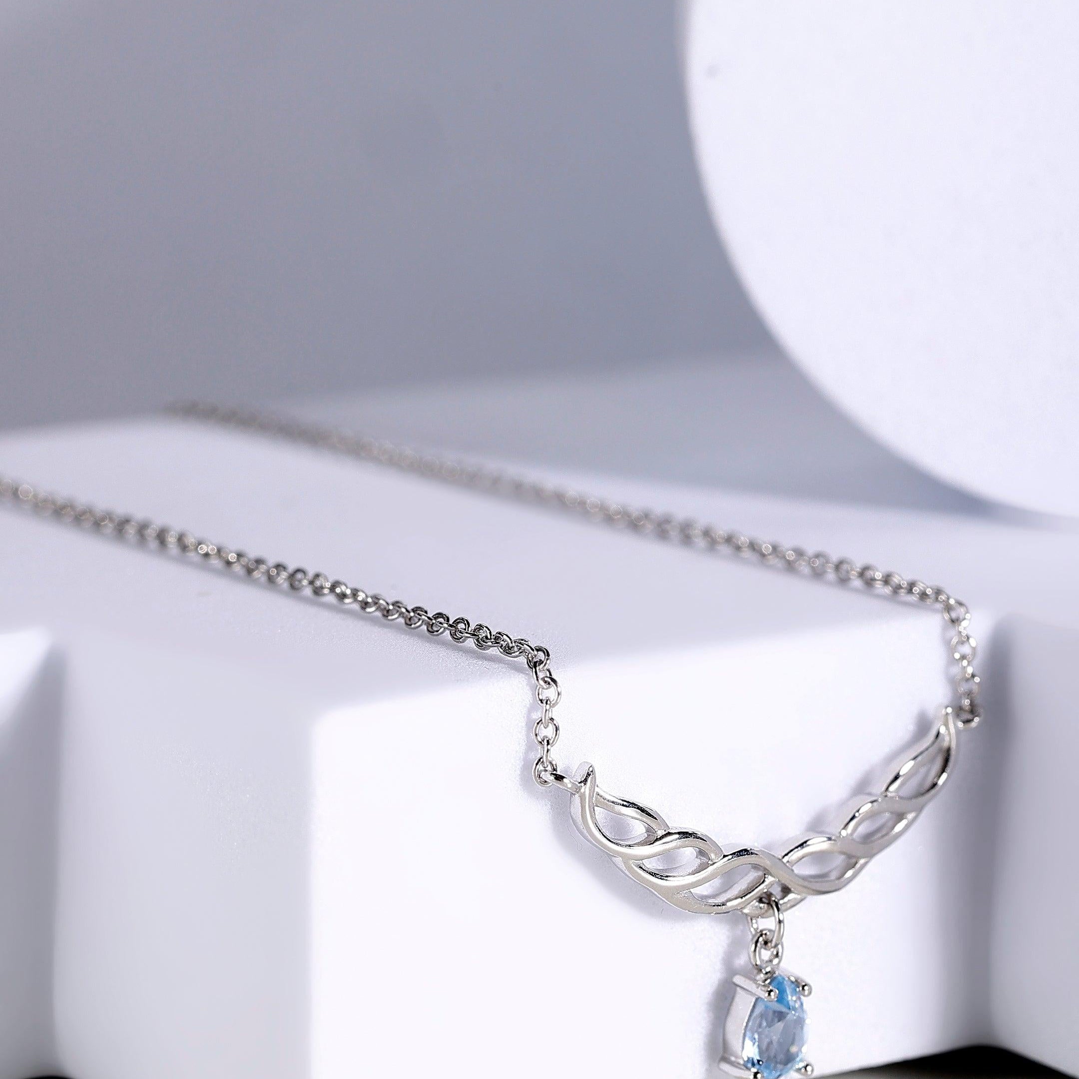 Blue Cascade Braided Silver Necklace