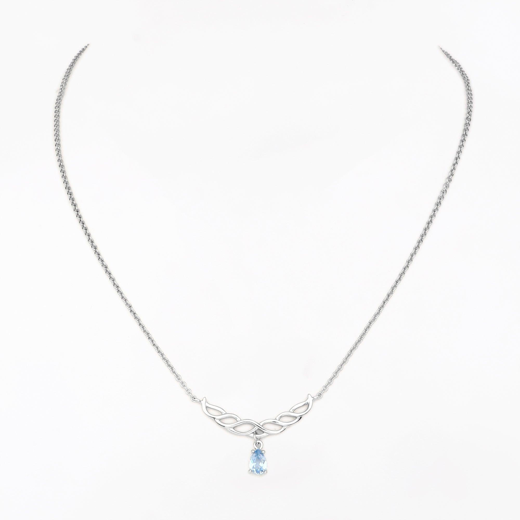 Blue Cascade Braided Silver Necklace