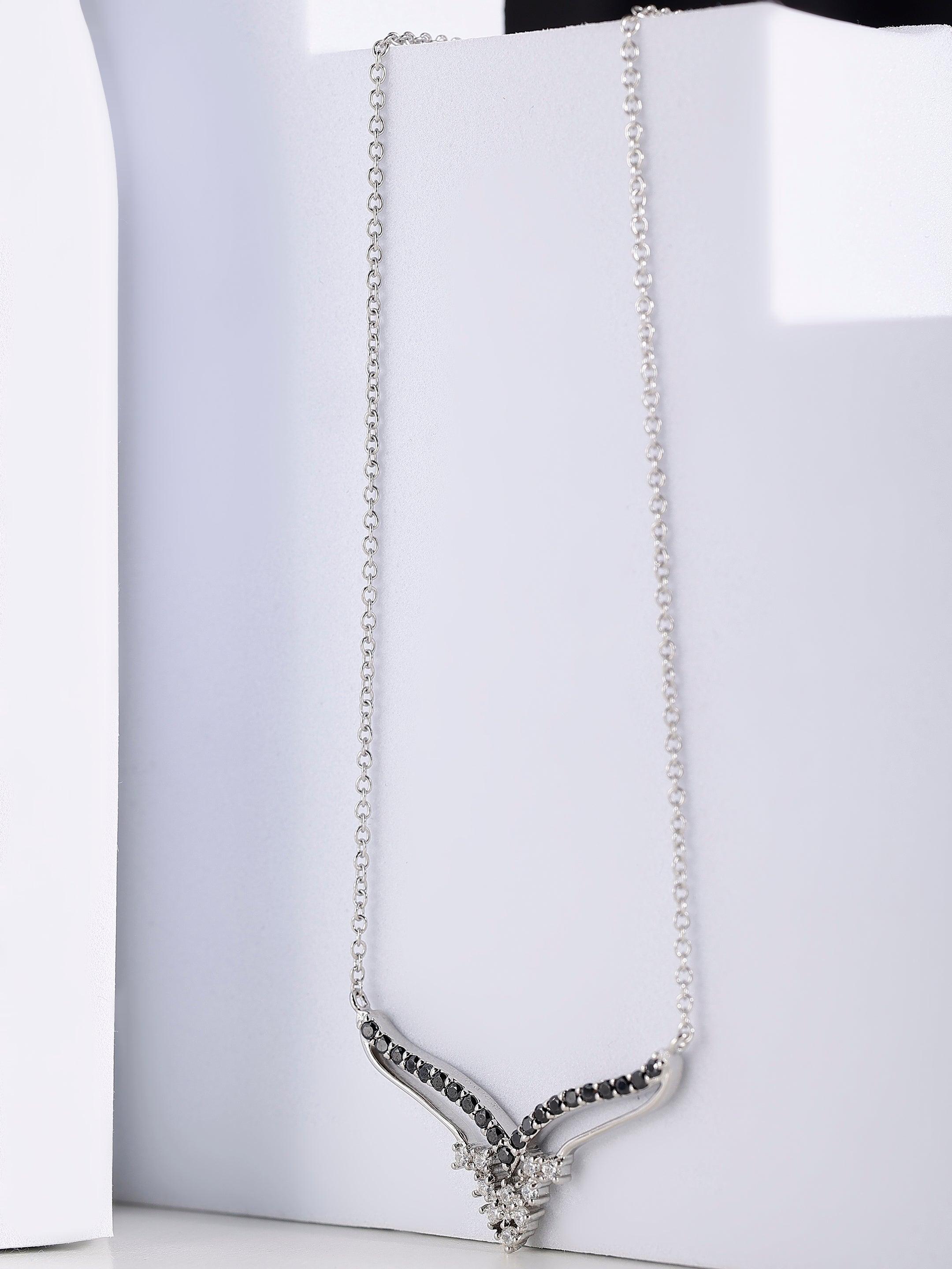 Twin Zirconia Layered Silver Necklace - Diavo Jewels