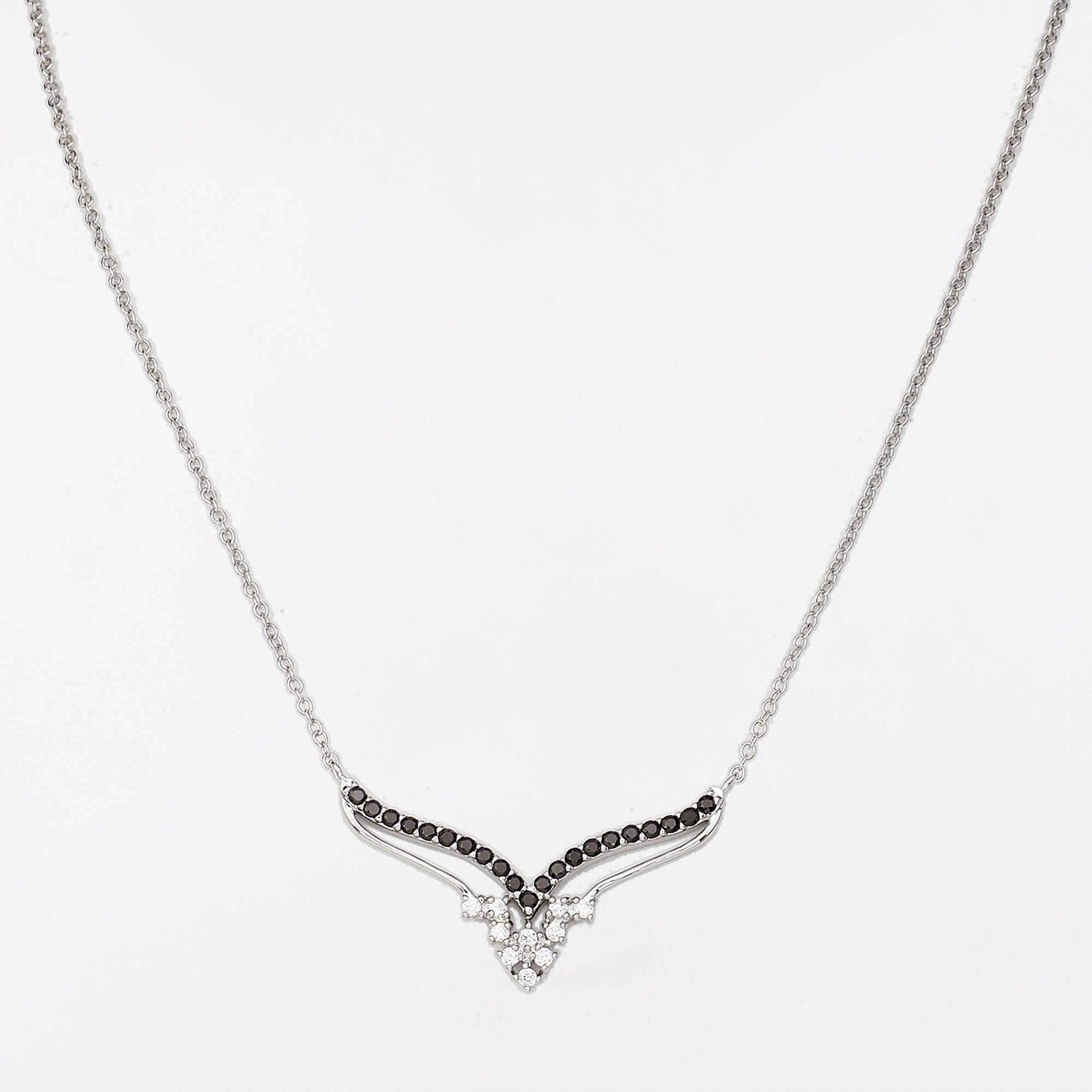 Twin Zirconia Layered Silver Necklace - Diavo Jewels