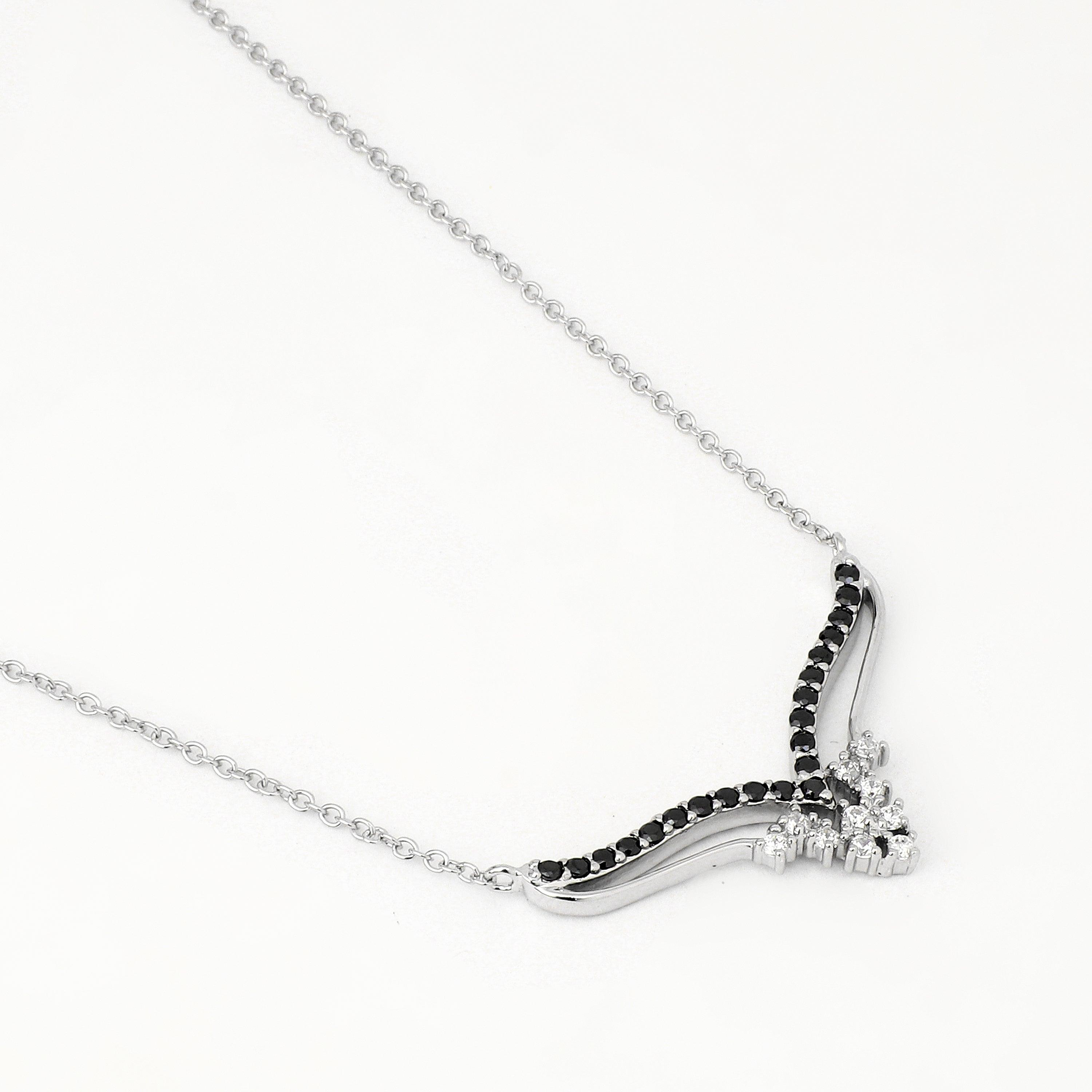 Twin Zirconia Layered Silver Necklace - Diavo Jewels