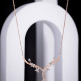 Cubic Floral Vine Silver Necklace - Diavo Jewels