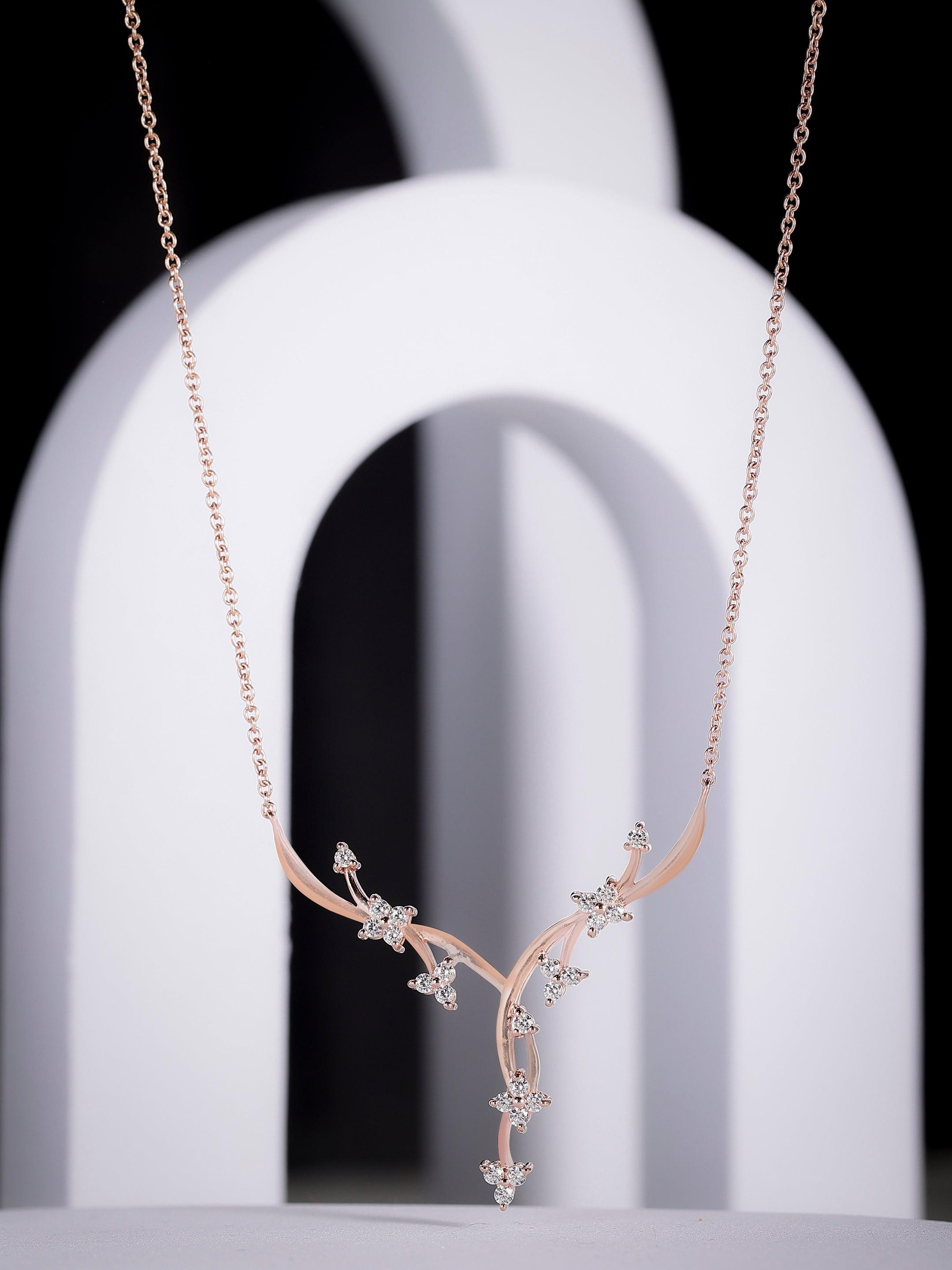 Cubic Floral Vine Silver Necklace - Diavo Jewels