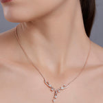 Cubic Floral Vine Silver Necklace - Diavo Jewels