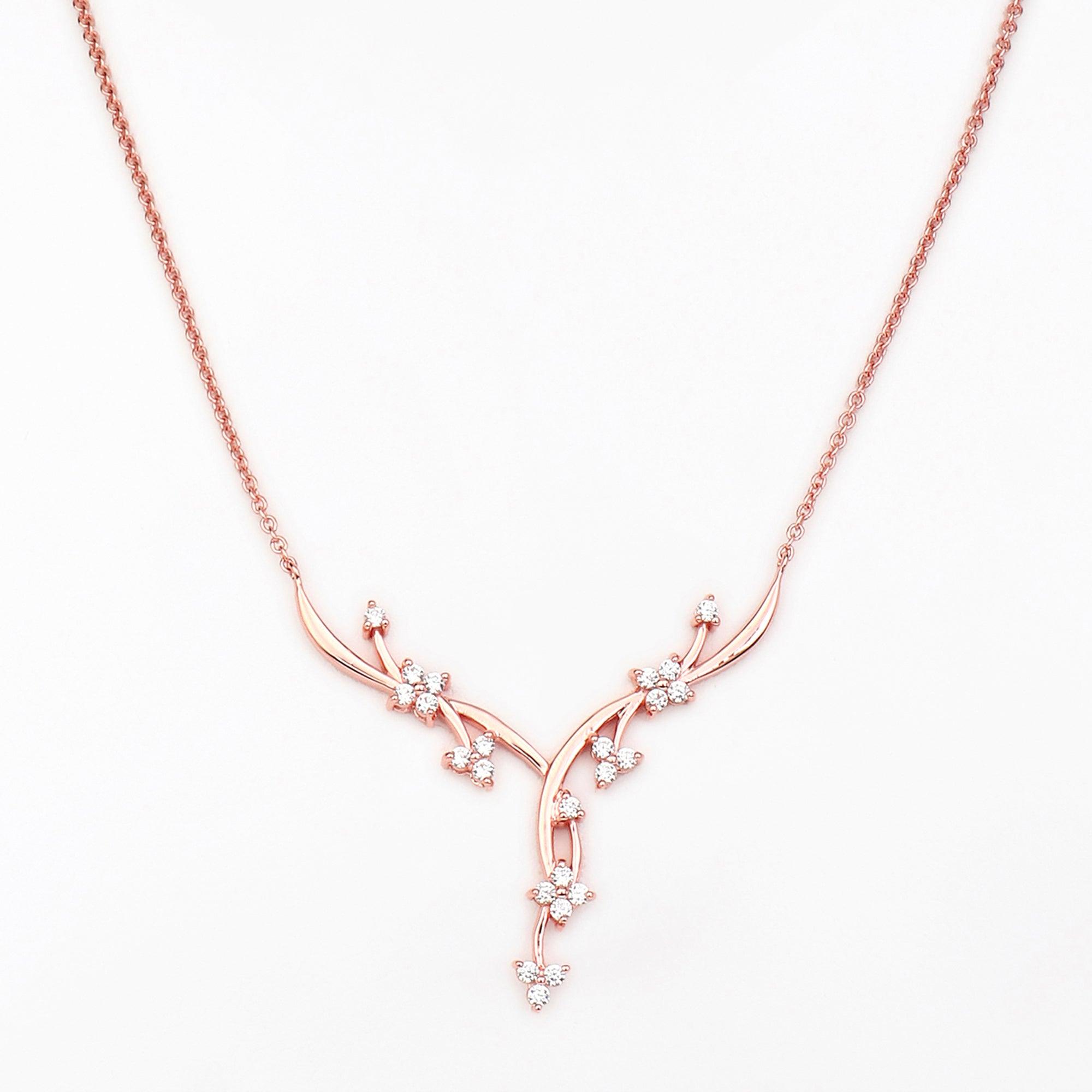 Cubic Floral Vine Silver Necklace - Diavo Jewels