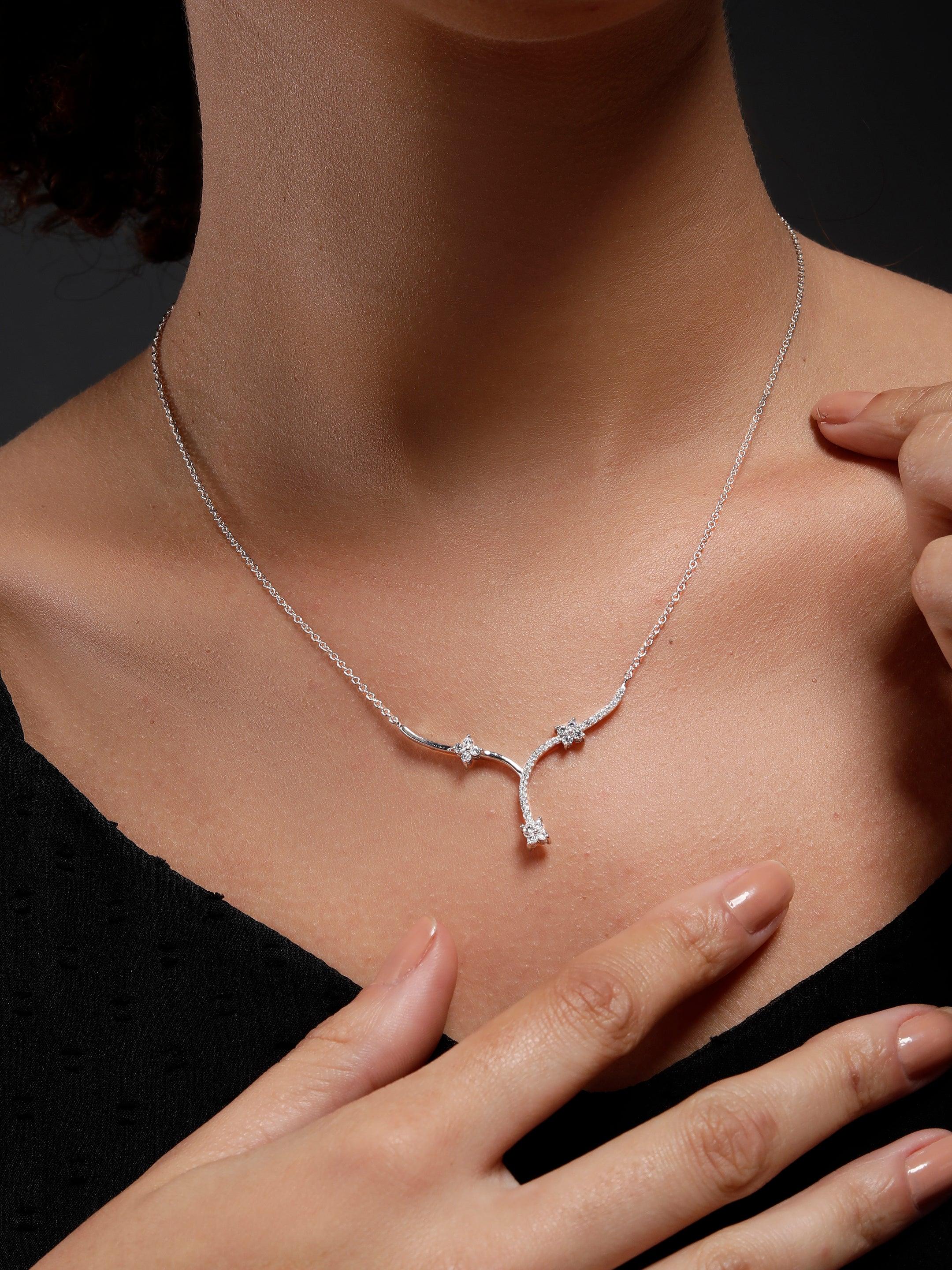 Whimsical Flora Trio Silver Necklace - Diavo Jewels