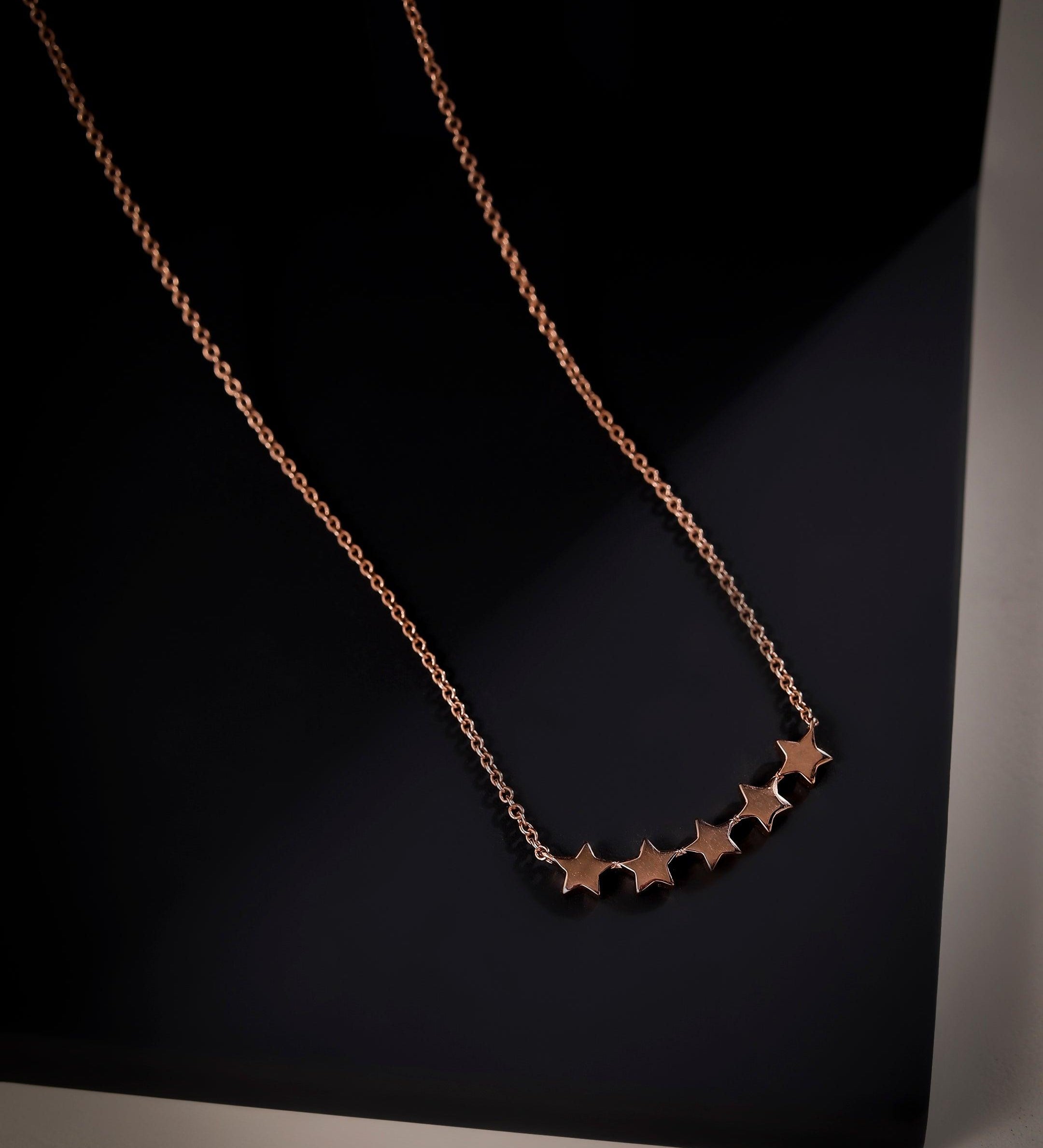 Five-Star Rosy Silver Necklace - Diavo Jewels