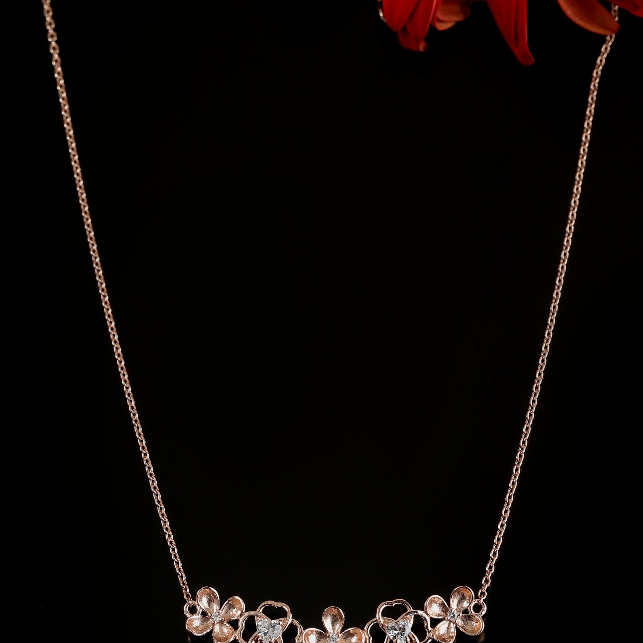 Floral Array Cluster Silver Necklace - Diavo Jewels