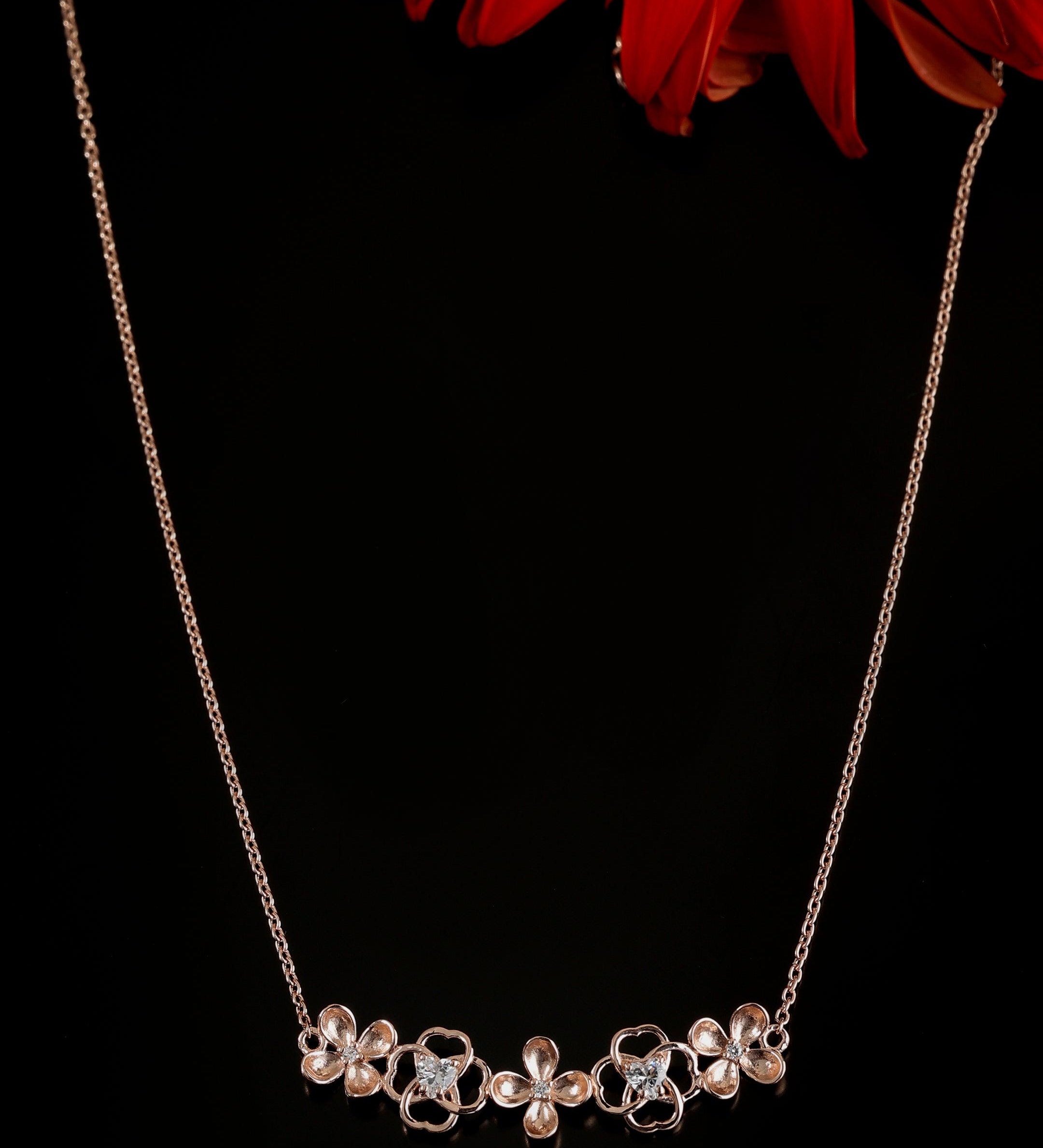 Floral Array Cluster Silver Necklace - Diavo Jewels