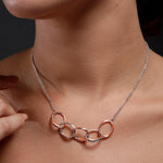 Modern Dual-Tone Loops Silver Necklace - Diavo Jewels