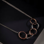 Modern Dual-Tone Loops Silver Necklace - Diavo Jewels