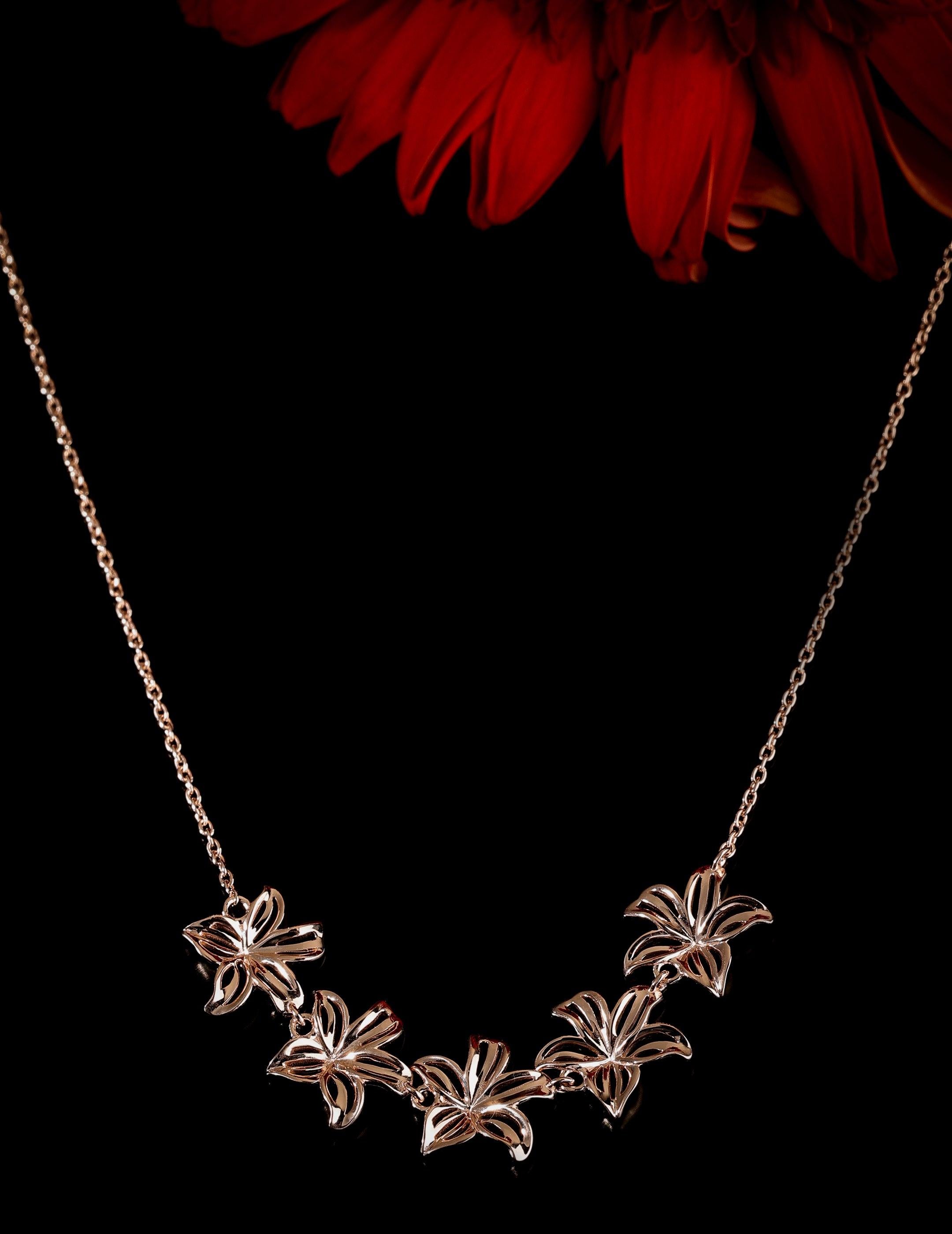 Floral Cascade Silver Necklace - Diavo Jewels